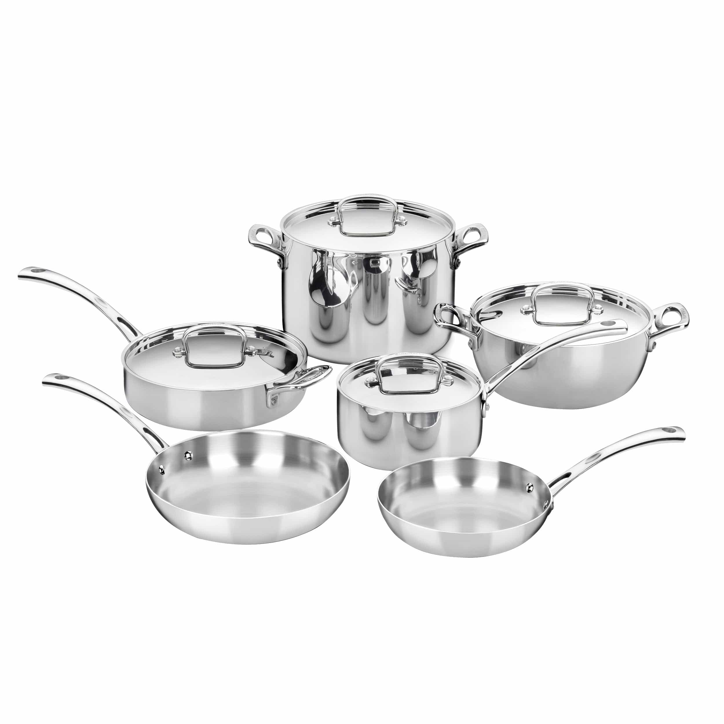 Cuisinart French Classic Tri-Ply Stainless Cookware 10 Piece Set, Silver