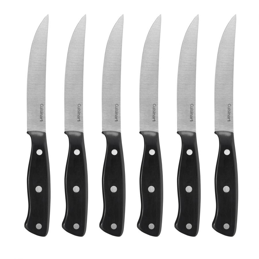 Cuisinart 6 Piece Black Triple Rivet Steak Knife Set, Black