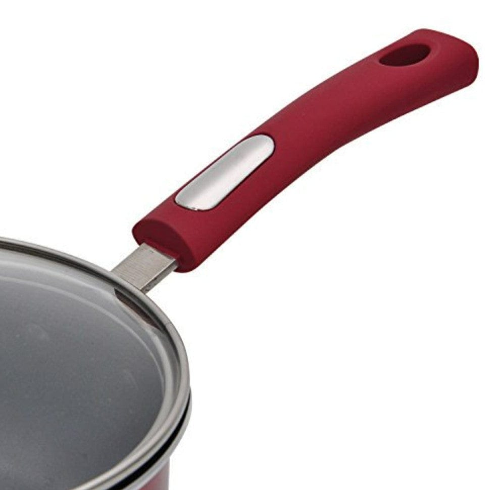 Hamilton Beach 12 Piece Non-Stick Interior Soft Touch Handles Aluminum Cookware Set, Gradient Red