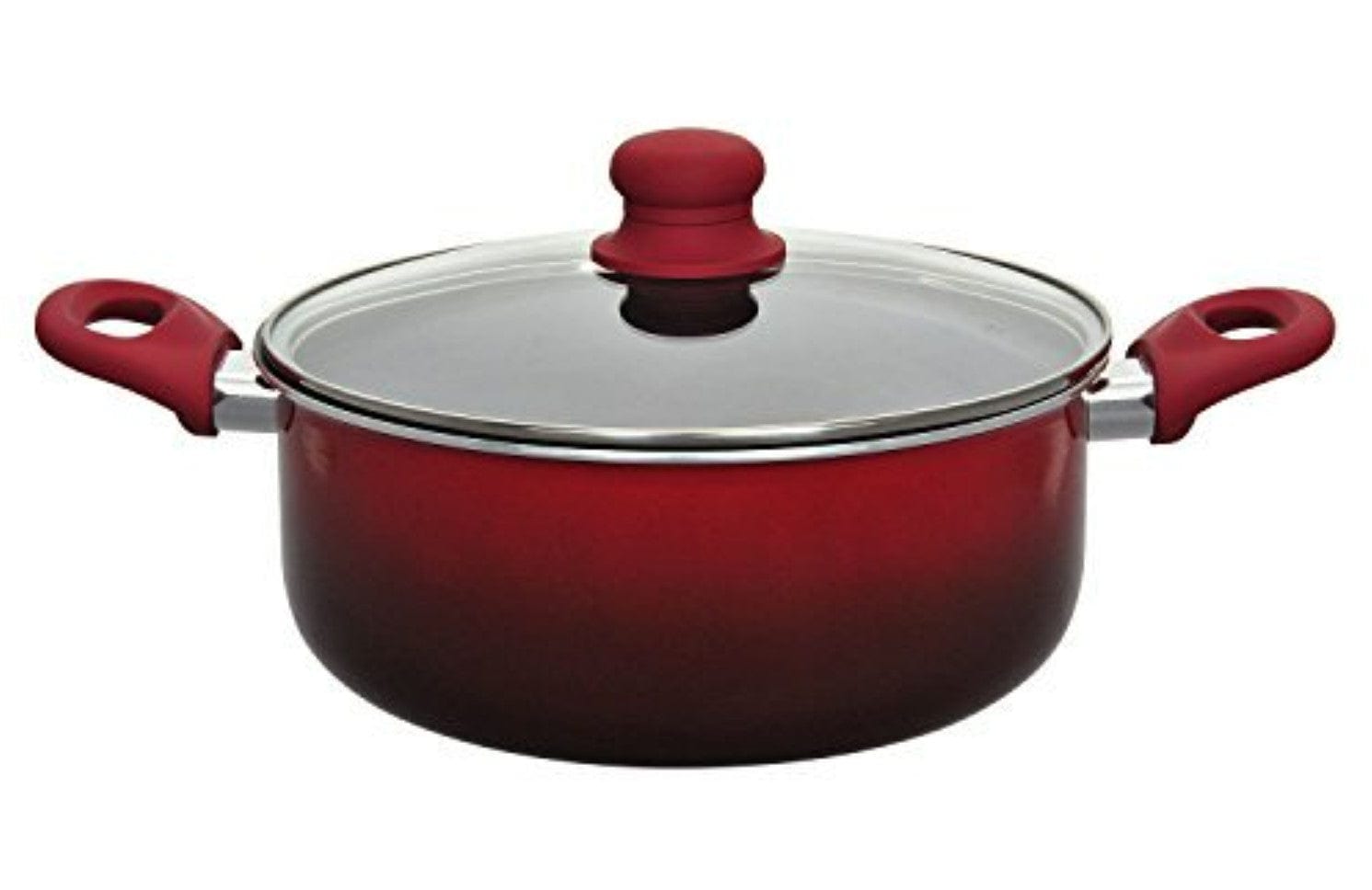 Hamilton Beach 12 Piece Non-Stick Interior Soft Touch Handles Aluminum Cookware Set, Gradient Red