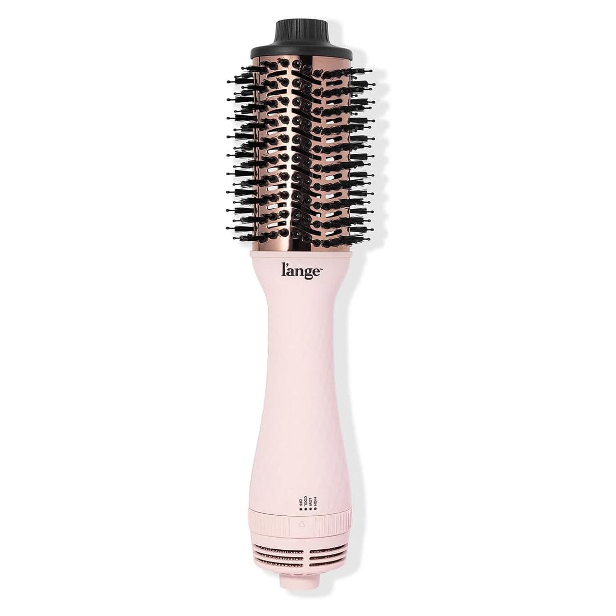 L'ange Hair Le Volume 2-in-1 Titanium Blow Dryer Brush, 60mm Oval Barrel, for Smooth, Frizz-Free Styling on All Hair Types, Blush