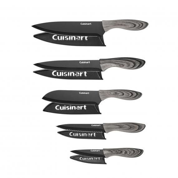 Cuisinart 10 Piece Ceramic Coated Knife Set - Faux Wood, Black