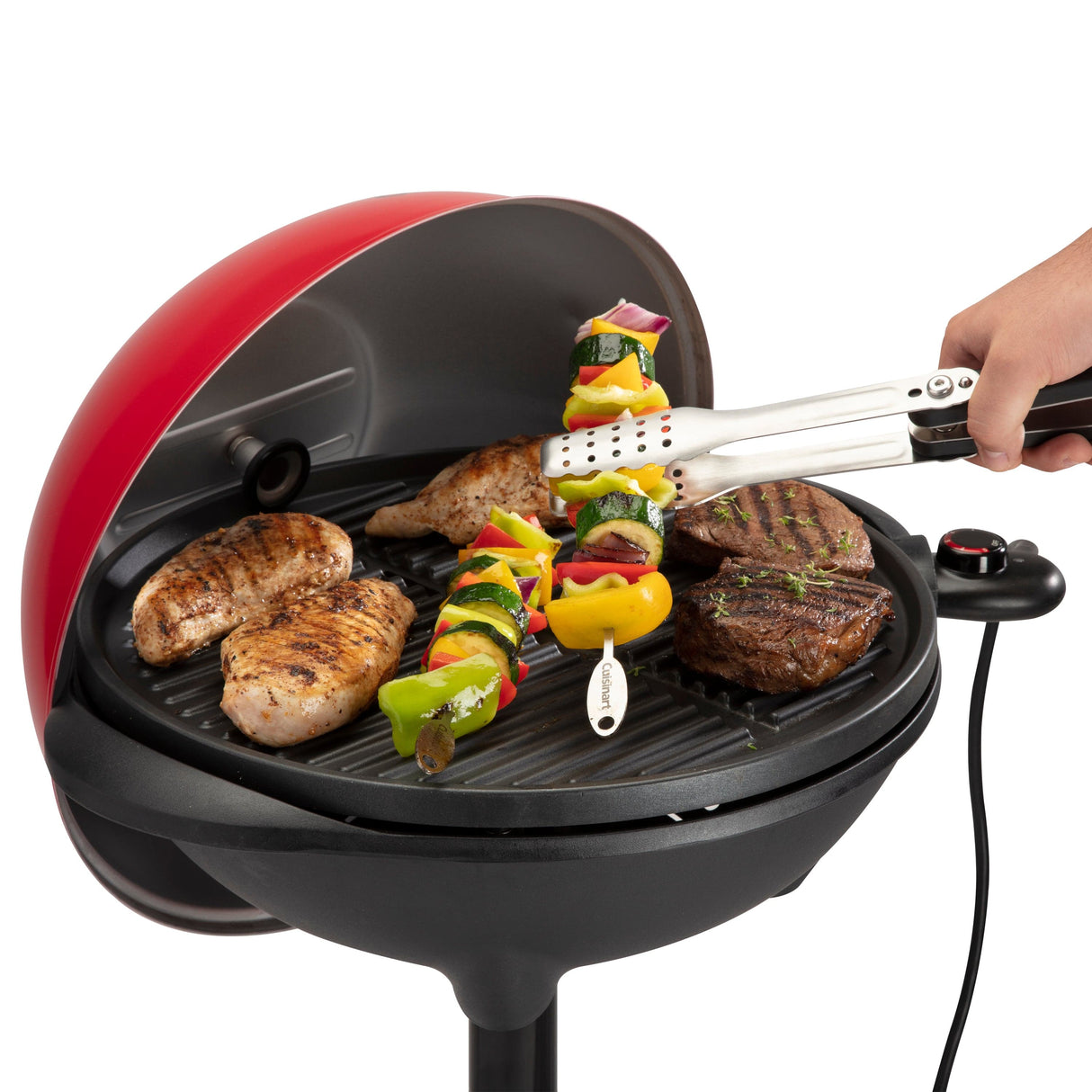 Cuisinart Portable 2-in-1 Indoor/Outdoor Electric Grill, Red