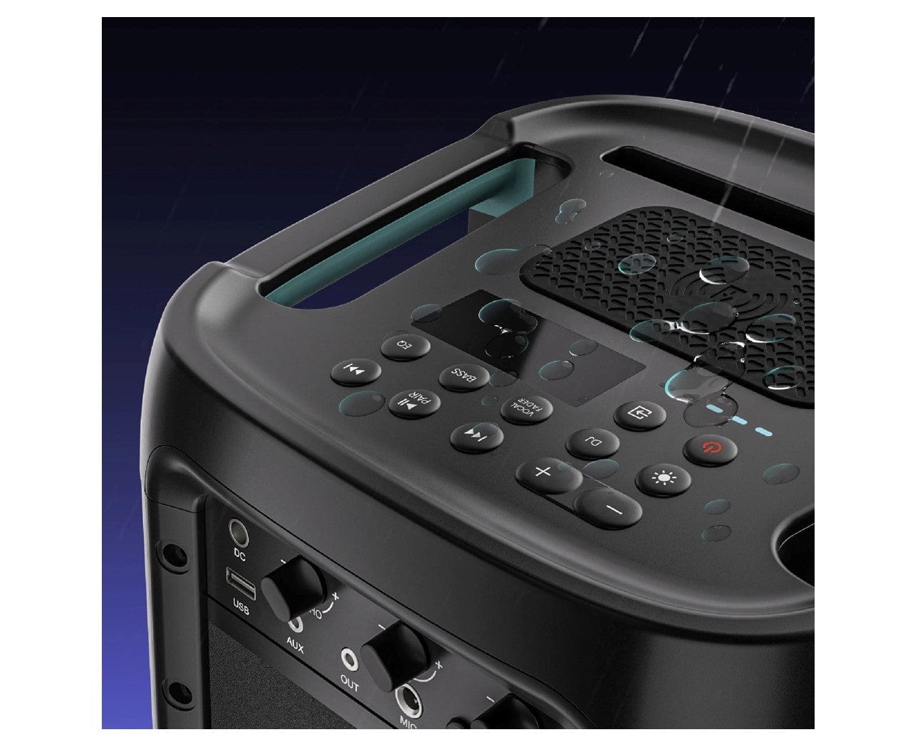 Hisense Lighted Portable Ultimate Outdoor/Indoor Party Rocker Waterproof Speaker, 300 Watts, Bluetooth Wireless, Karaoke Mode, Black