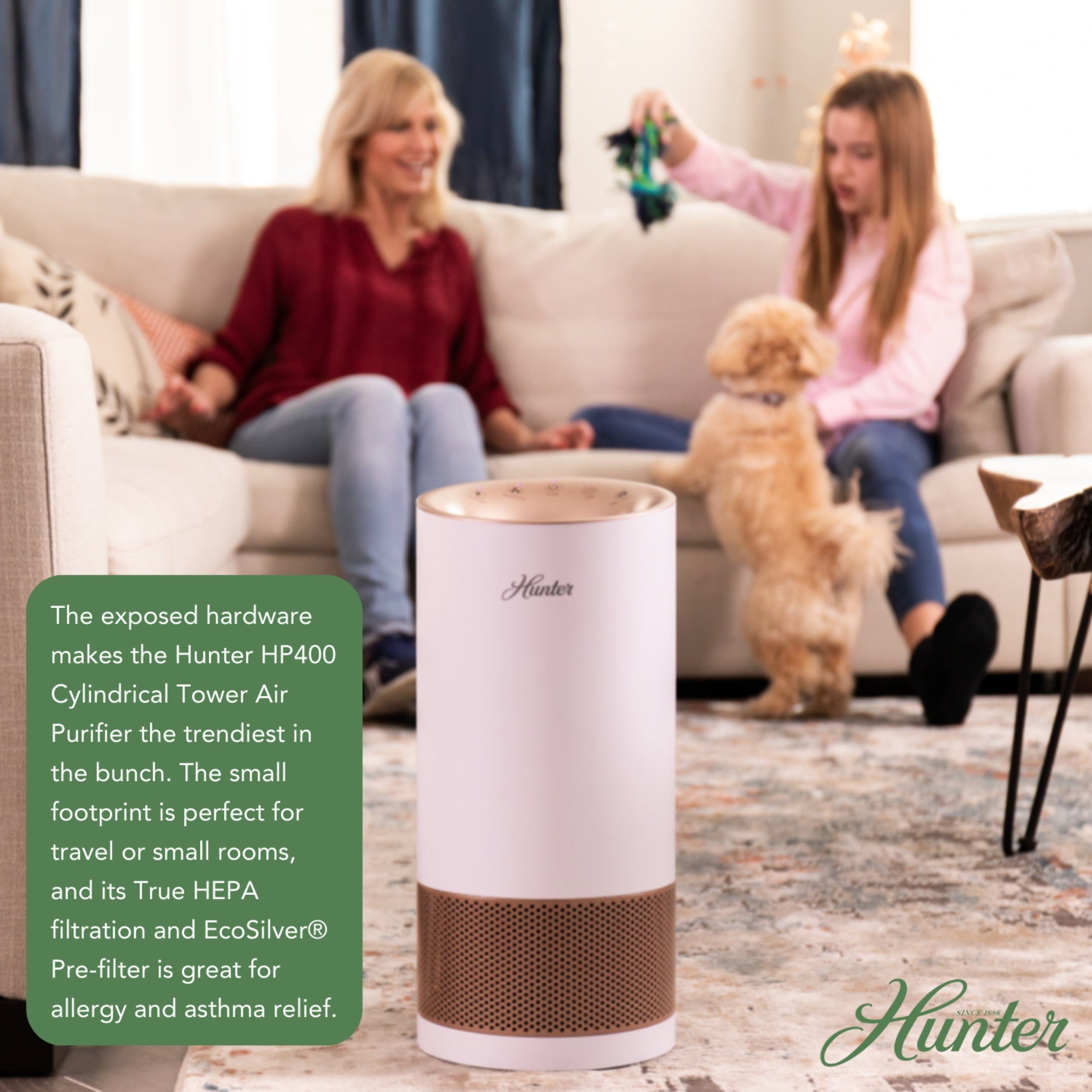 Hunter True HEPA Cylindrical Tower Air Purifier HP400