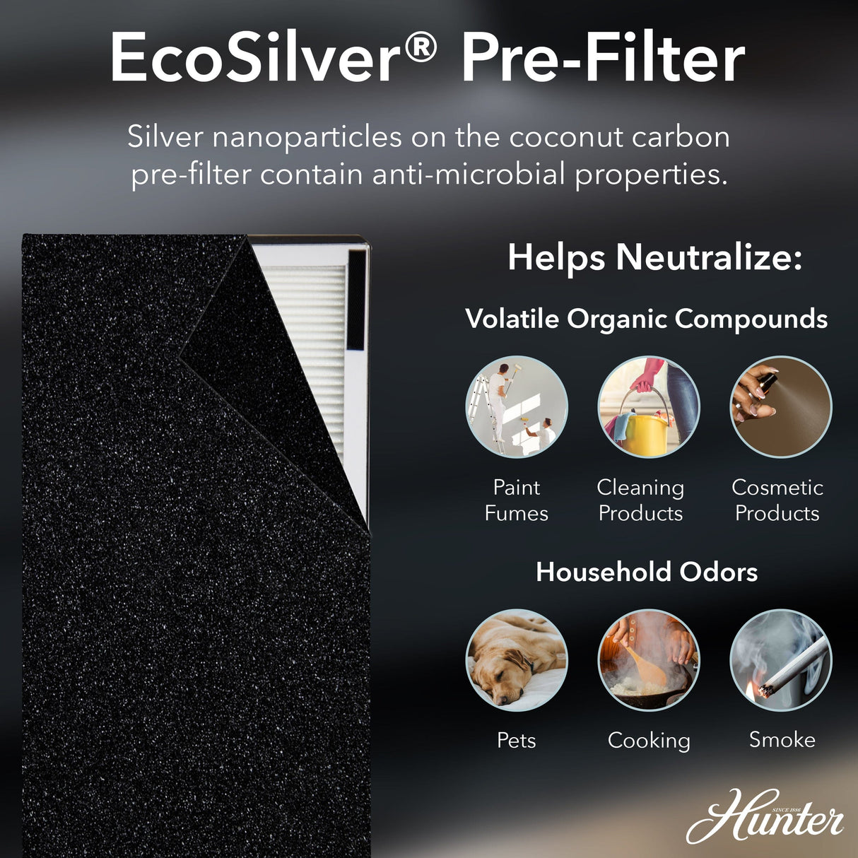 Hunter Tall Tower Air Purifier, 3-Stage True HEPA Filter, Sleep Mode, Timer, Quiet Operation, HP600