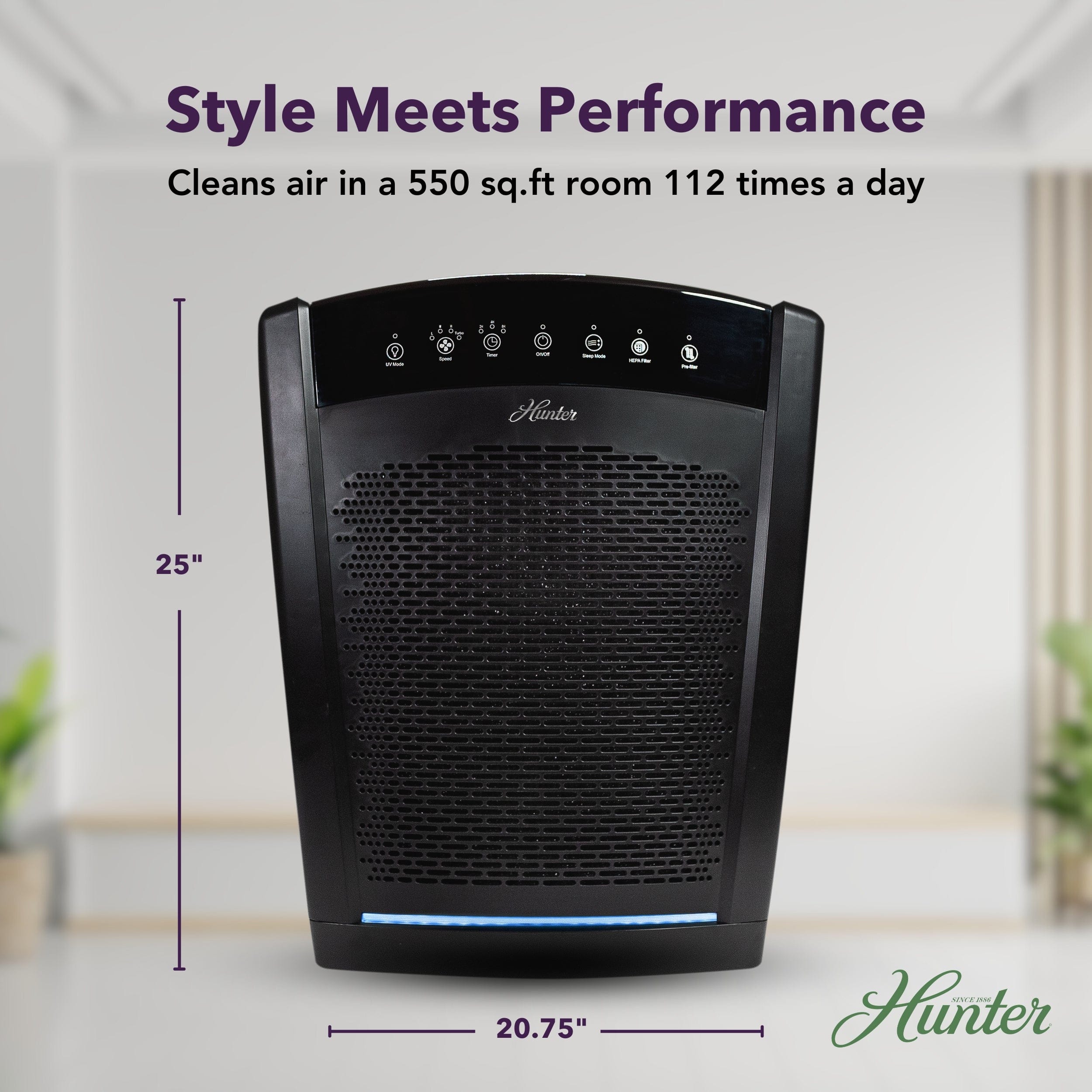 Hunter Large UVC Multi-Room Console HEPA Filter Air Purifier, HP850UV