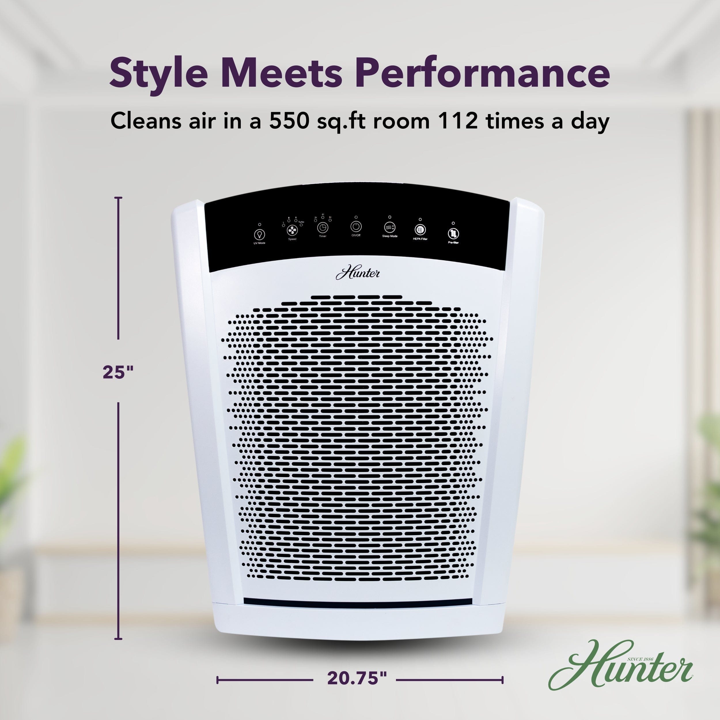 Hunter Large UVC Multi-Room Console HEPA Filter Air Purifier, HP850UV