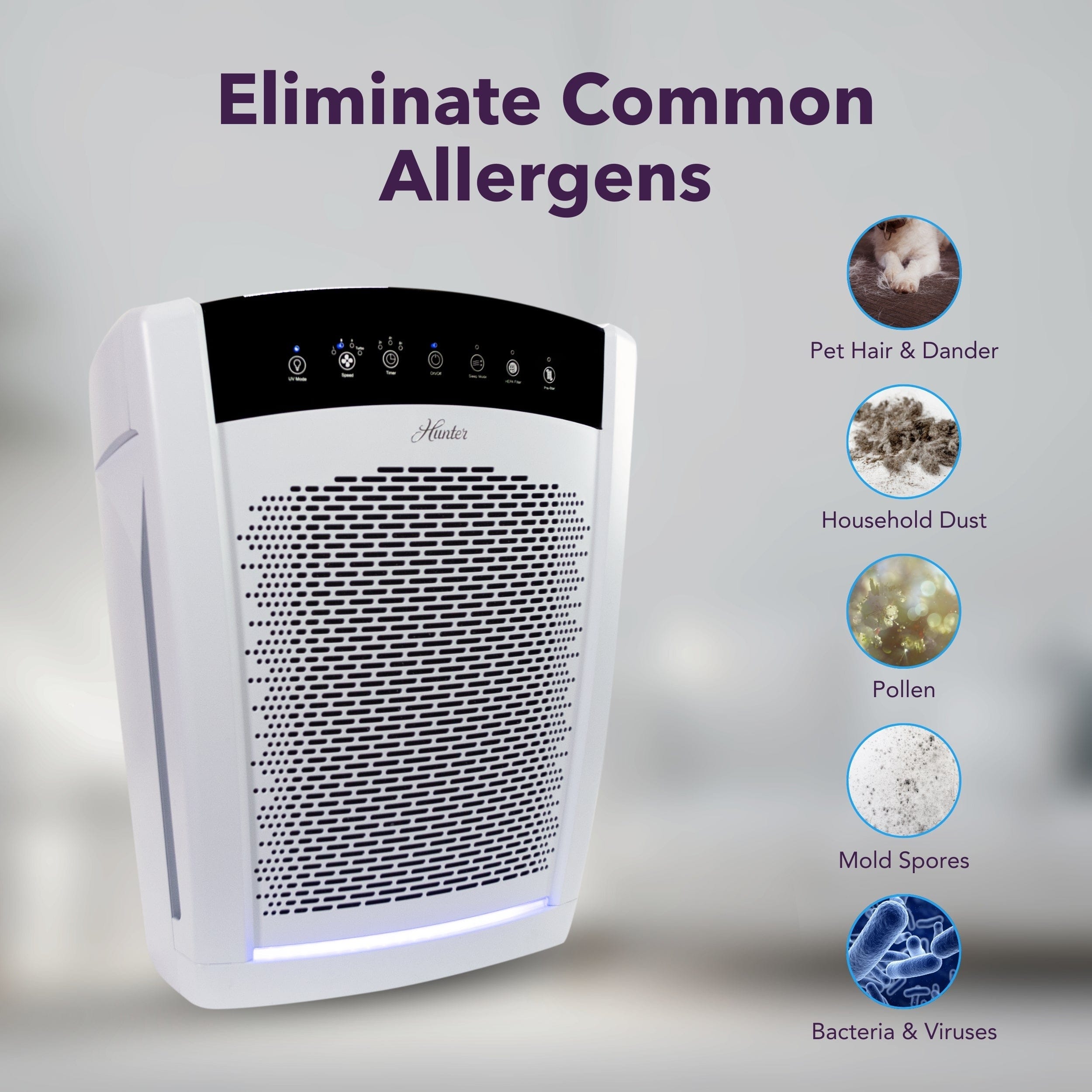 Hunter Large UVC Multi-Room Console HEPA Filter Air Purifier, HP850UV