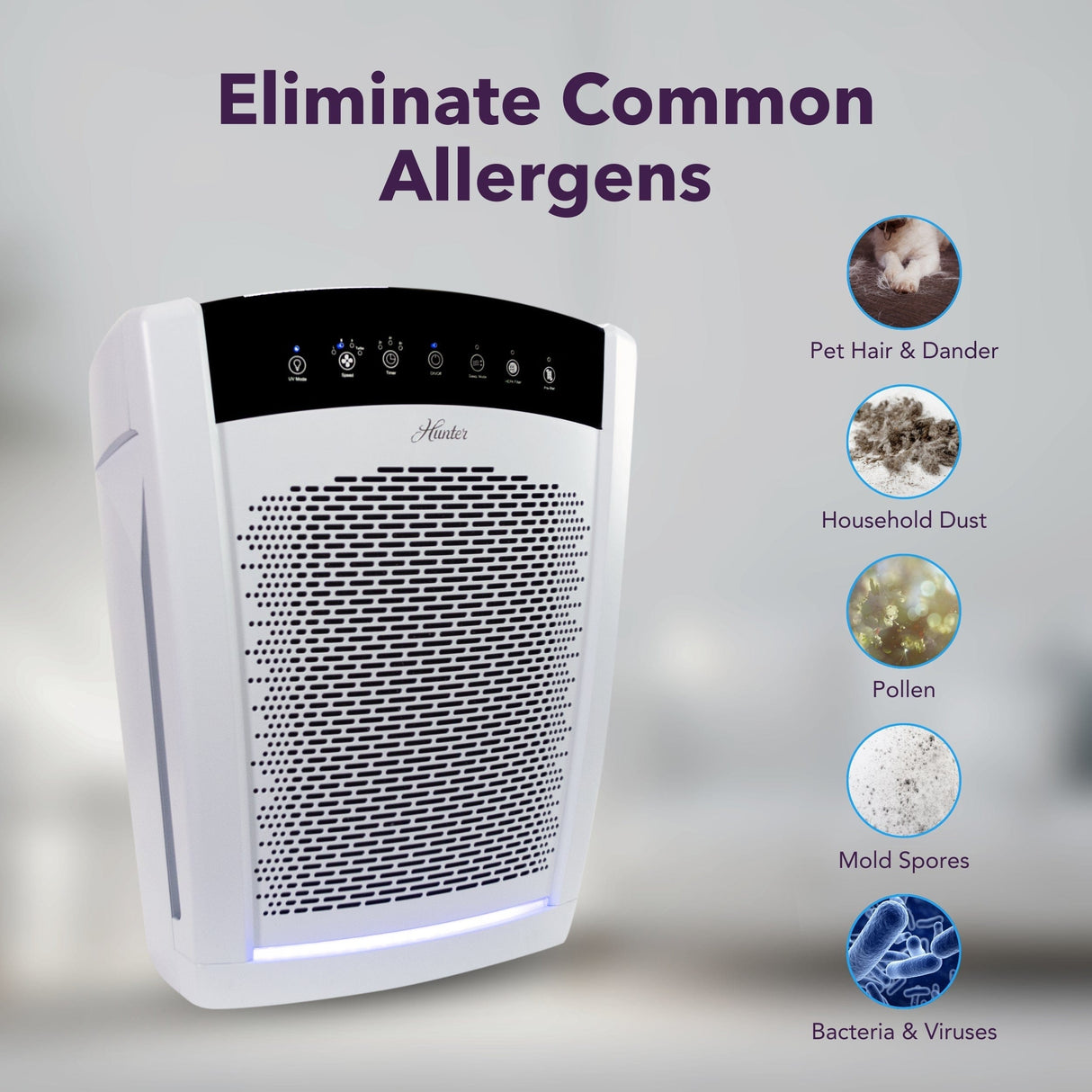 Hunter Large UVC Multi-Room Console HEPA Filter Air Purifier, HP850UV