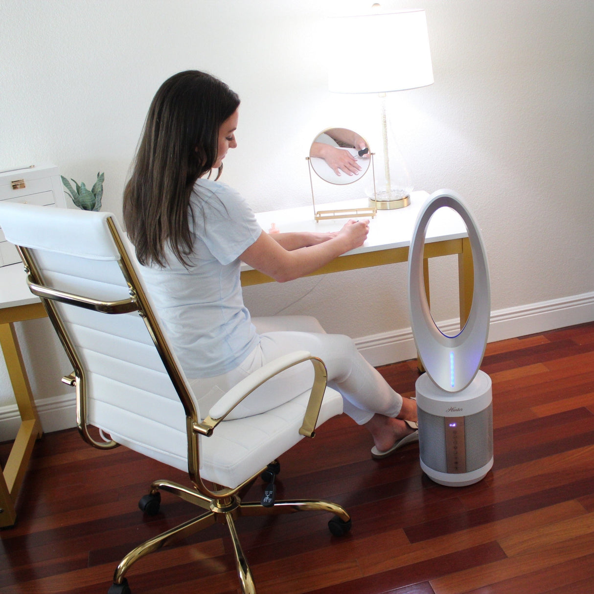 Hunter ExtremeAir Tower Bladeless Air Purifier Fan 2-in-1 for Home Combo, True HEPA, HPF520