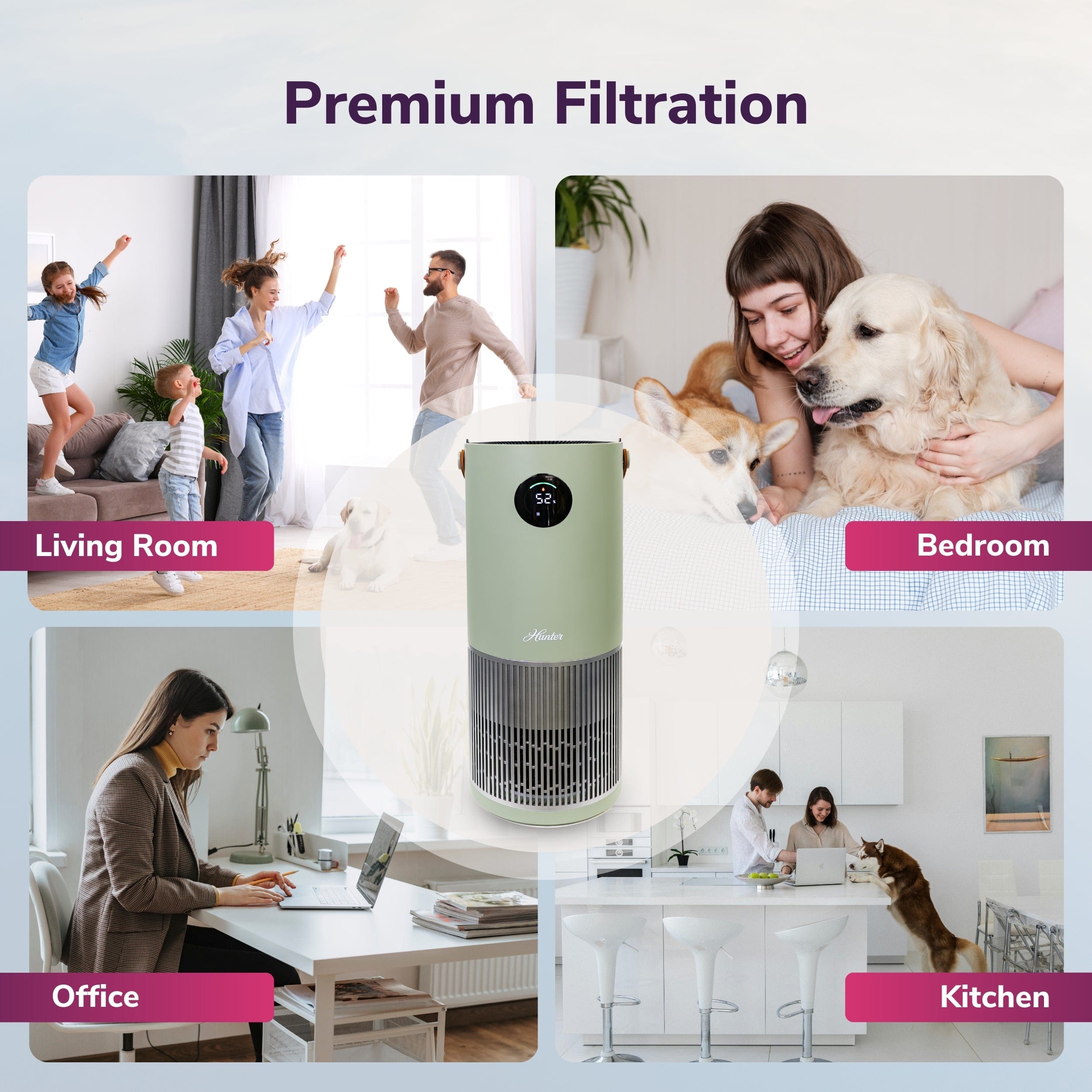 Hunter 2-in-1 True HEPA Mist-Free Air Purifier & Humidifier, HPH625