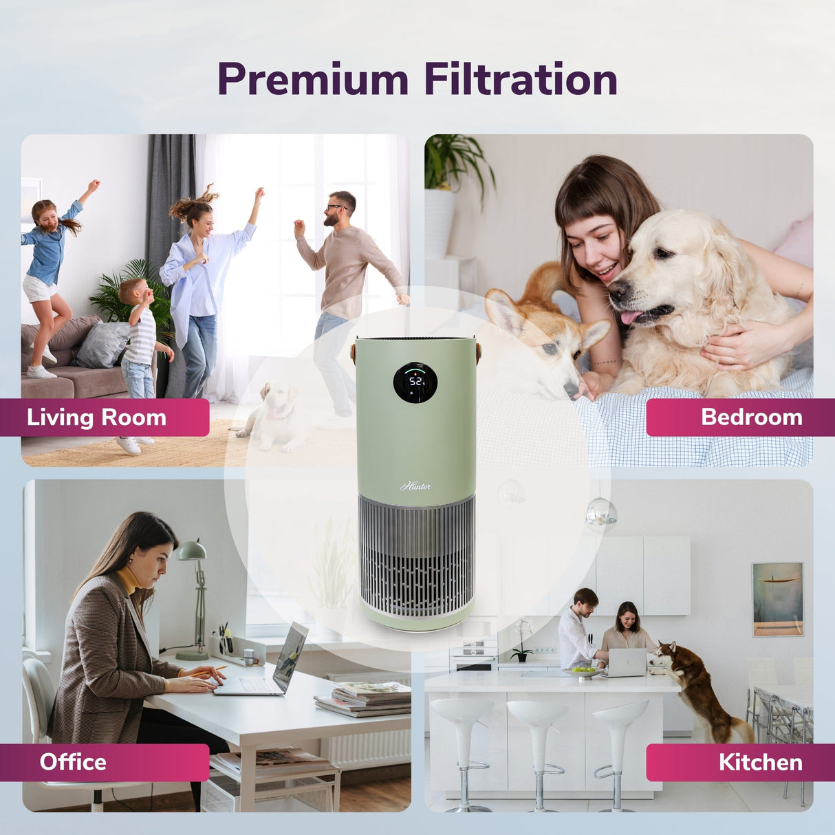 Hunter 2-in-1 True HEPA Mist-Free Air Purifier & Humidifier, HPH625