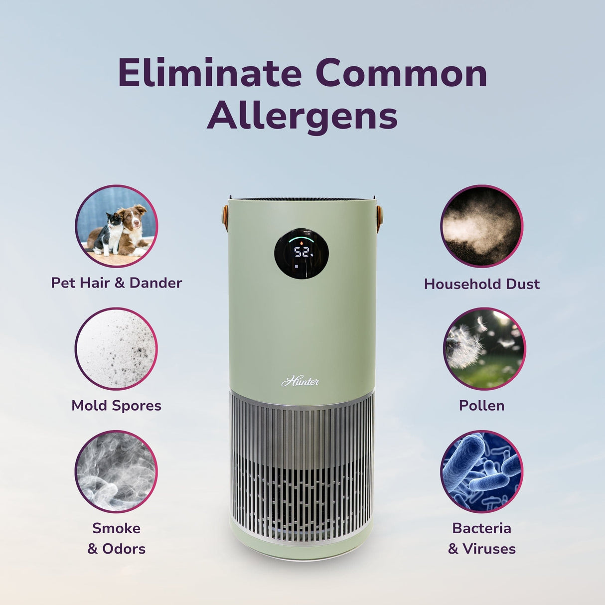Hunter 2-in-1 True HEPA Mist-Free Air Purifier & Humidifier, HPH625