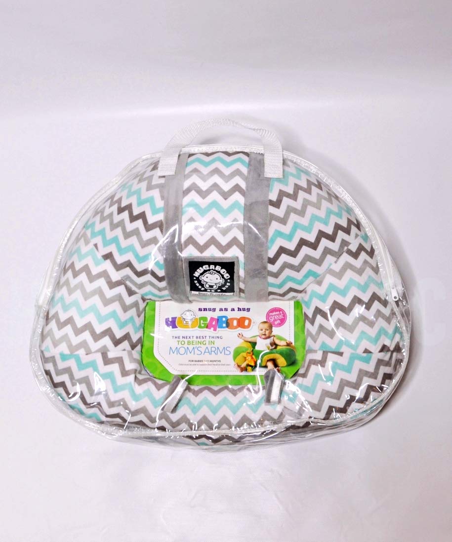 Hugaboo Infant Sitting Chair, Portable, Washable Baby Floor Seat, Blue Chevron