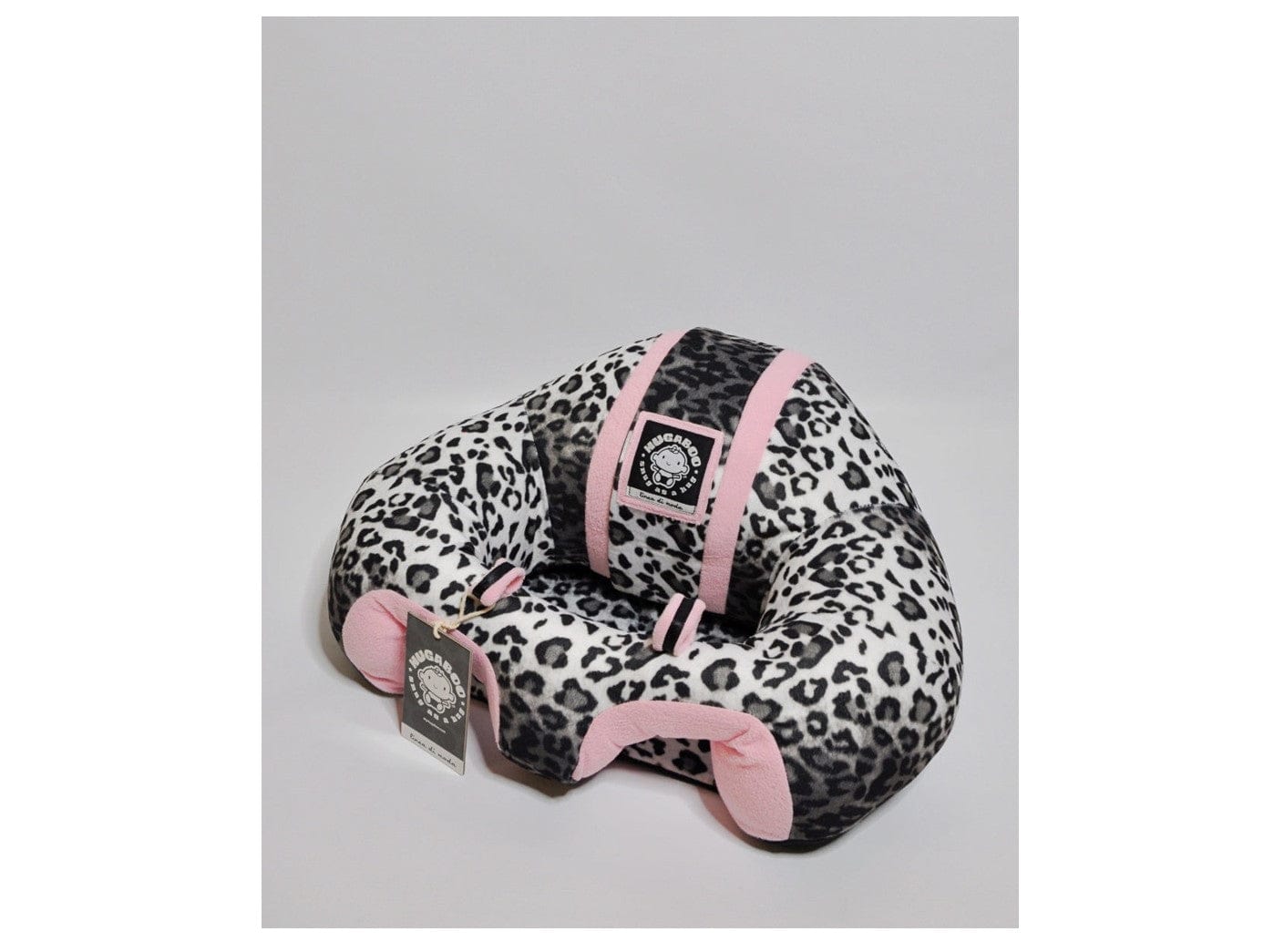 Hugaboo Infant Sitting Chair, Portable, Washable Baby Floor Seat, Pink Snow Leopard