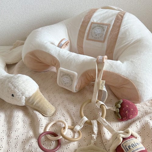 Hugaboo Infant Sitting Chair, Portable, Washable Baby Floor Seat, Creme Brulee, Latte and Earth