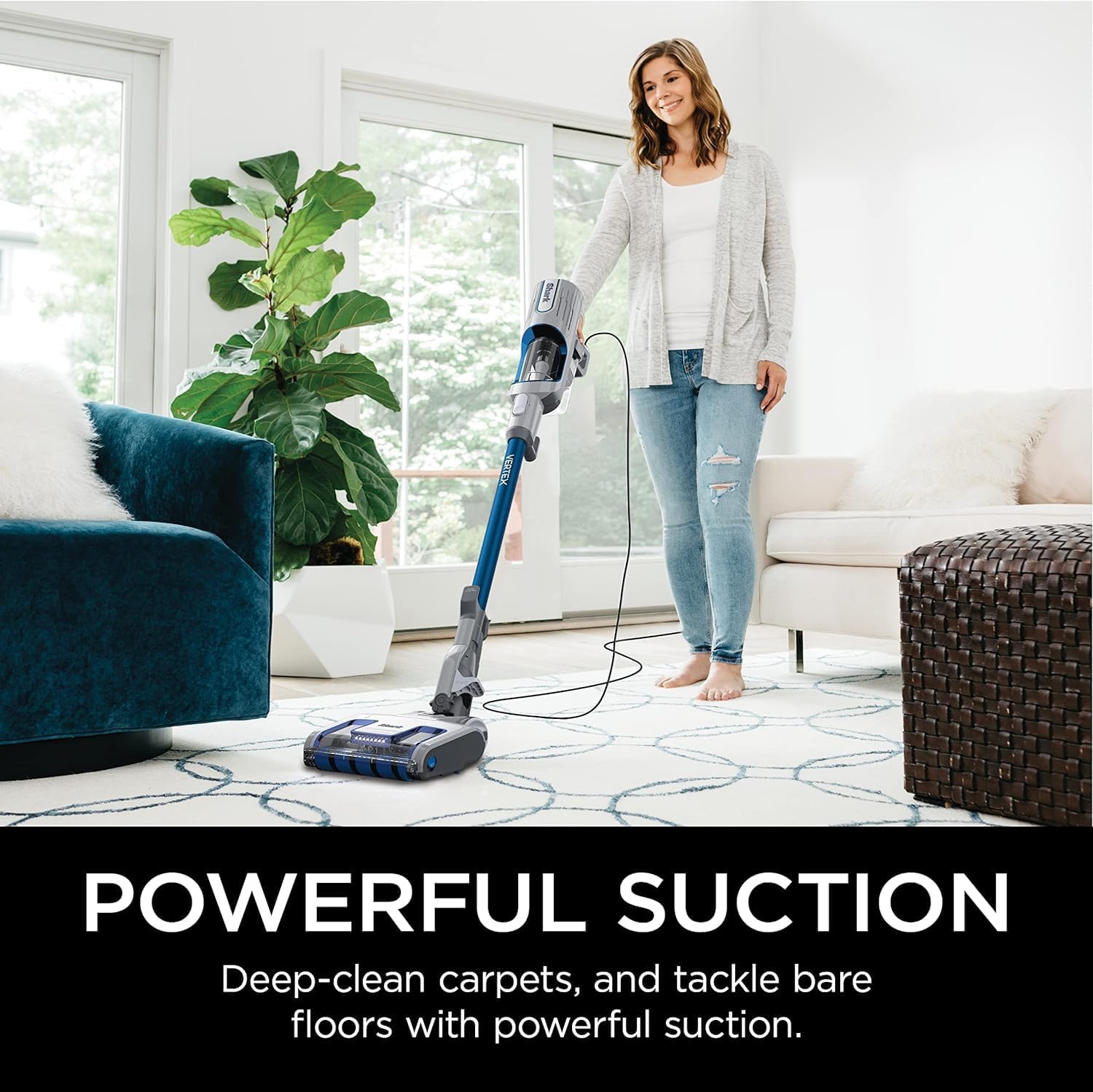 Shark Ultralight PetPro Corded Stick Vacuum with PowerFins HairPro Odor Neutralizer, Crevice & Upholstery Tool, Blue Iris - Certified Refurbished