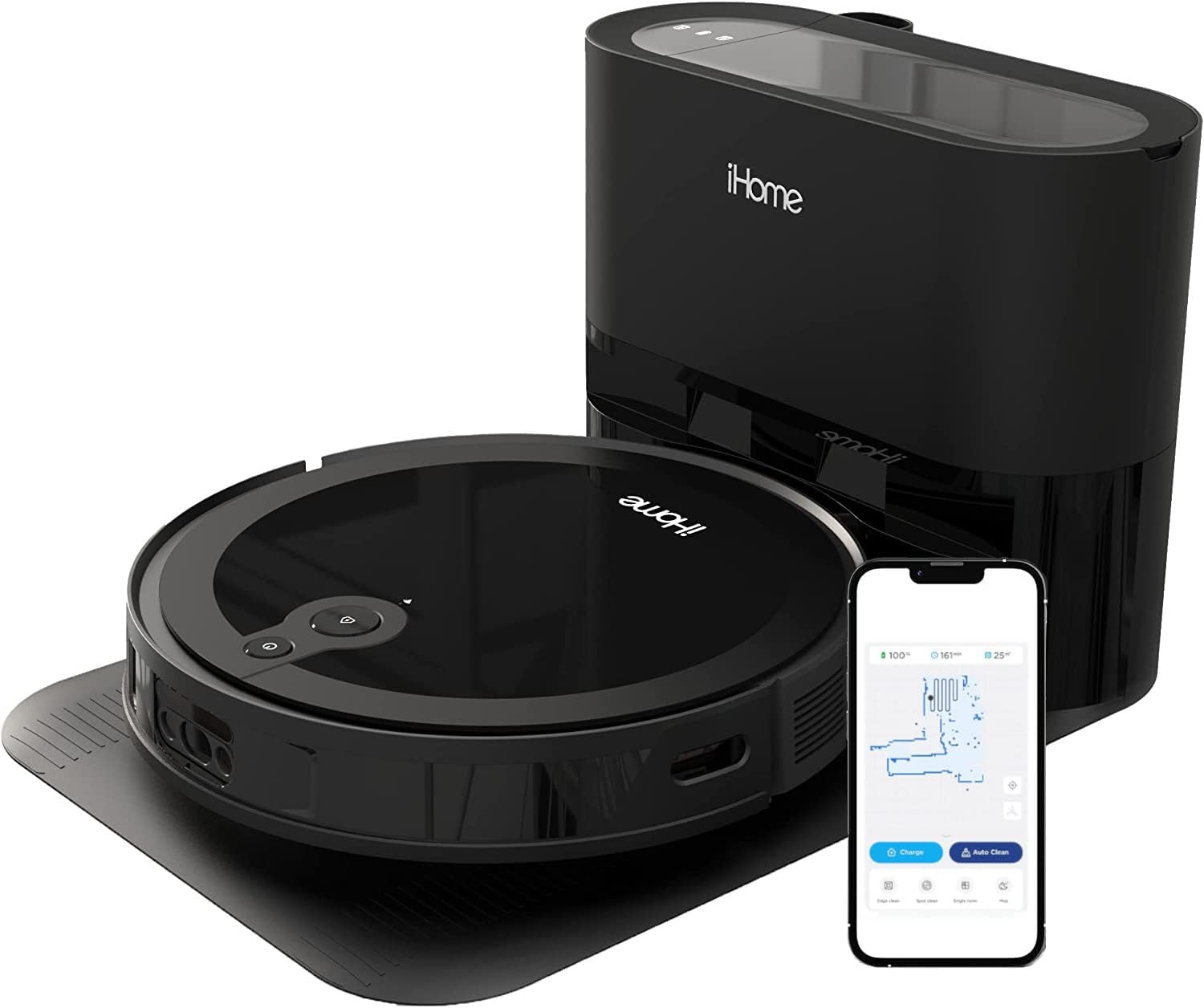 iHome AutoVac Luna Pro 3-in-1 Robot Vacuum & Vibrating Mop - Certified Refurbished, Grade A