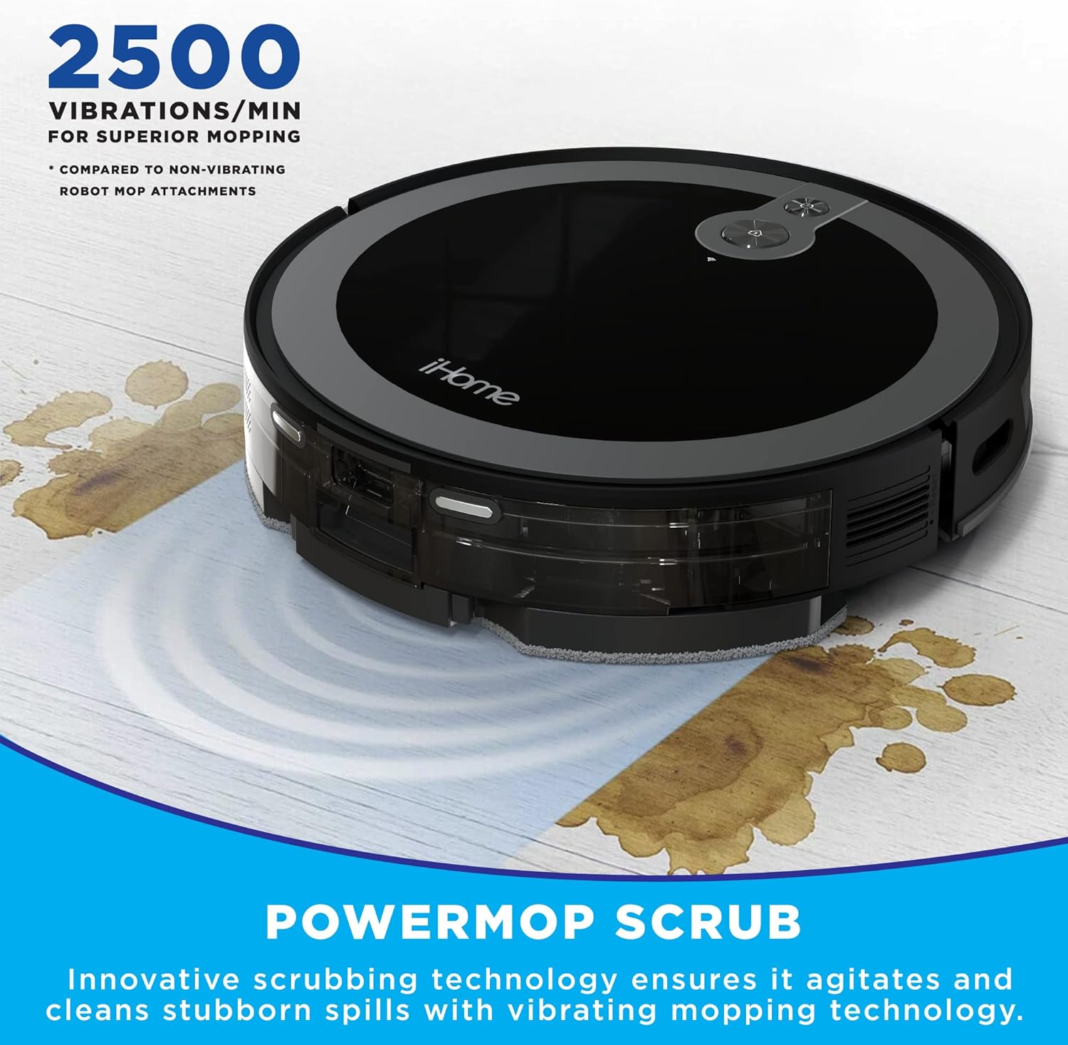 iHome AutoVac Luna Pro 3-in-1 Robot Vacuum & Vibrating Mop - Certified Refurbished, Grade B