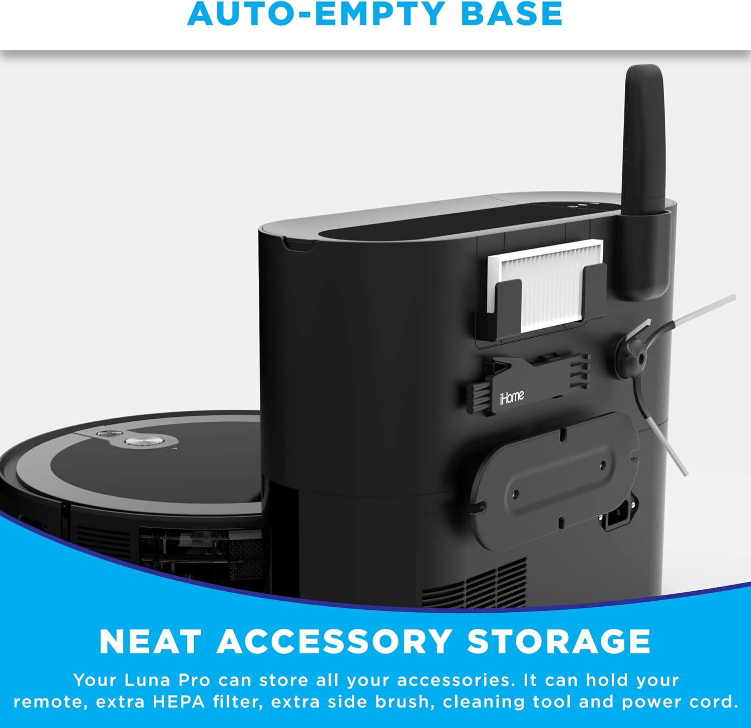 iHome AutoVac Luna Pro 3-in-1 Robot Vacuum & Vibrating Mop - Certified Refurbished, Grade B