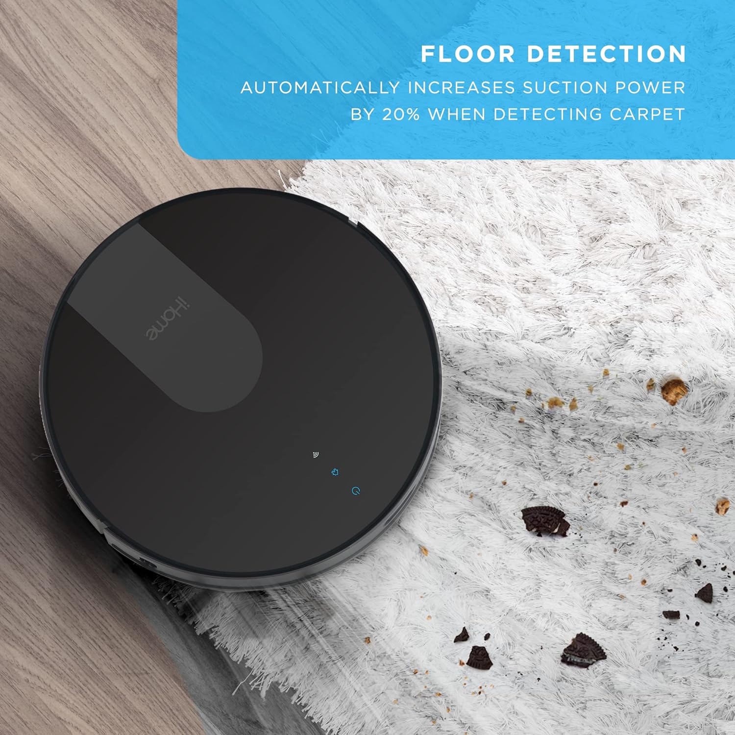 iHome iHRV2-BLK-RA AutoVac Eclipse G Homemap Navigation, Wi-Fi/App Connectivity 2-in-1 Robot Vacuum and Mop - Certified Refurbished Grade A
