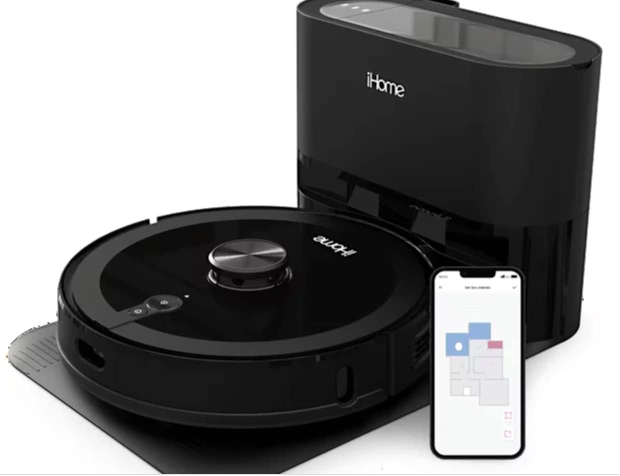 iHome iHRVS1PRO-3BLK-RB AutoVac Nova S1 Pro Self Empty LIDAR Mapping, 150 Min Runtime, Strong Suction Robot Vacuum - Certified Refurbished Grade B