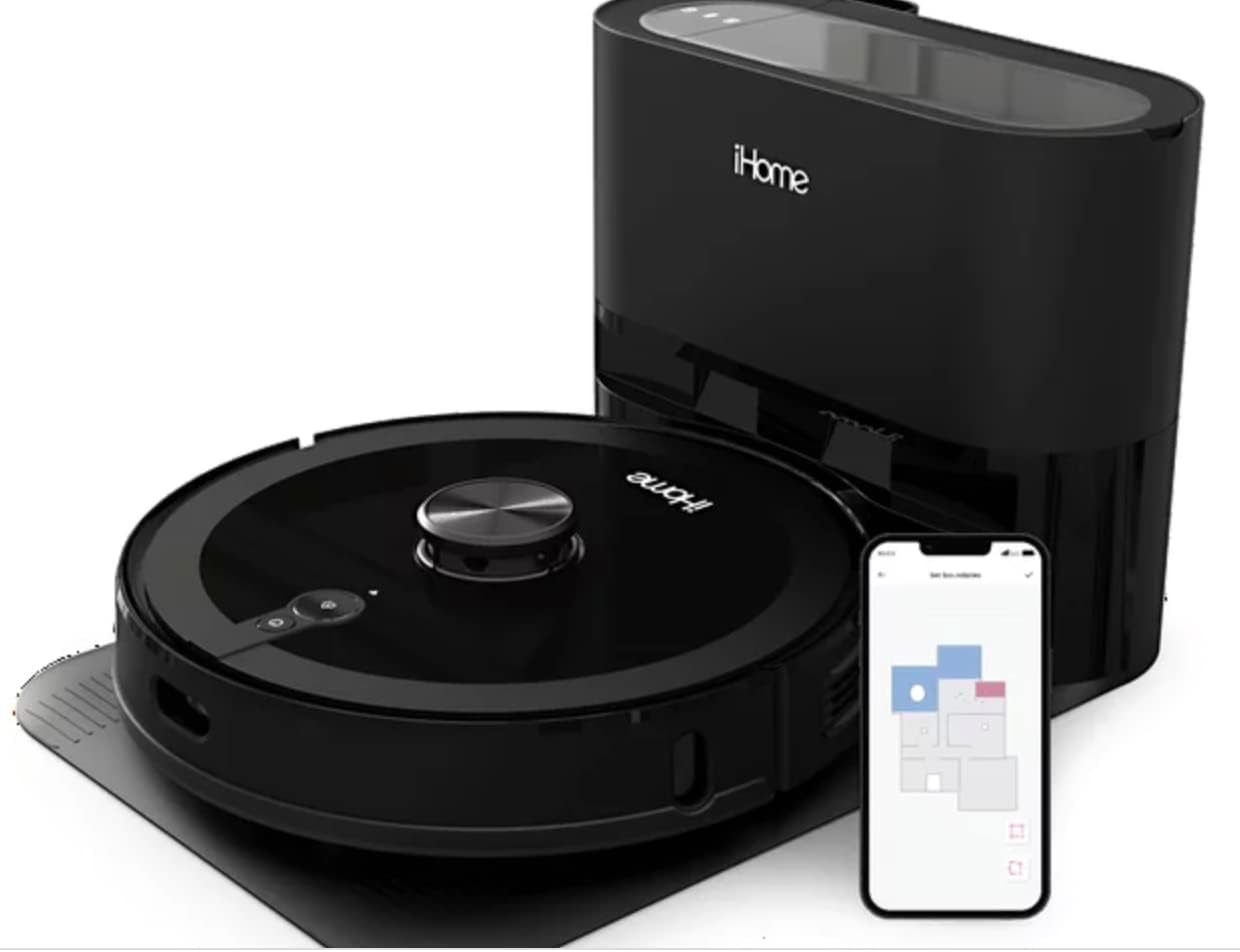 iHome AutoVac Nova S1 Pro Self Empty Robot Vacuum, LIDAR Mapping, 150 Min Runtime, Strong Suction - Certified Refurbished Grade A
