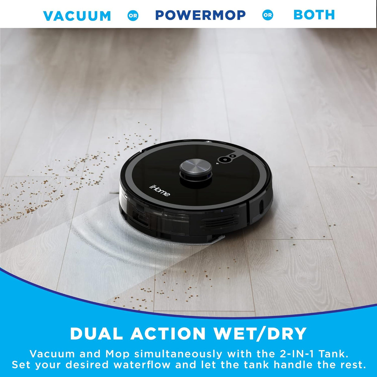 iHome AutoVac Nova S1 Pro Self Empty Robot Vacuum, LIDAR Mapping, 150 Min Runtime, Strong Suction - Certified Refurbished Grade A