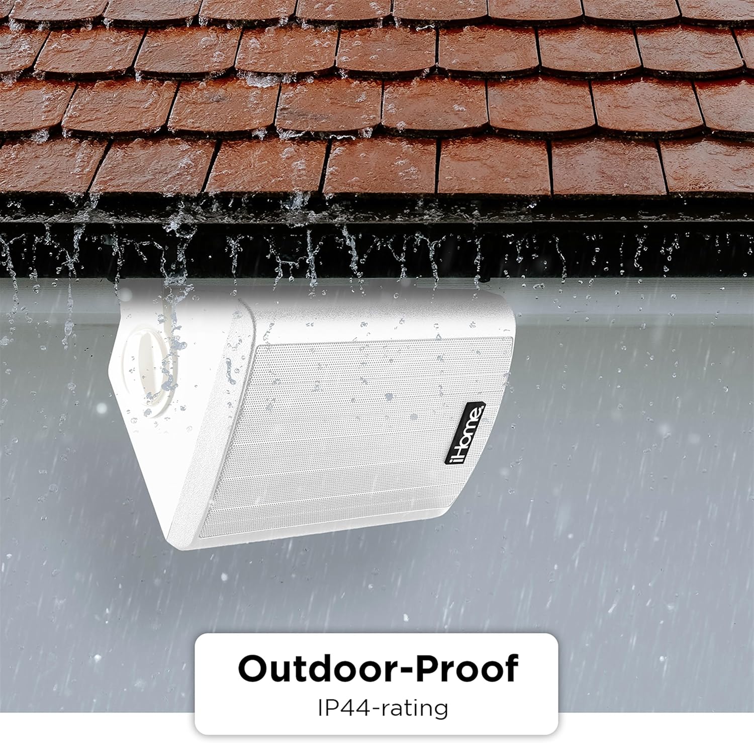 iHome Weatherproof Outdoor Bluetooth Speakers, 150 Watts, Pair, Patio/Deck Audio, White