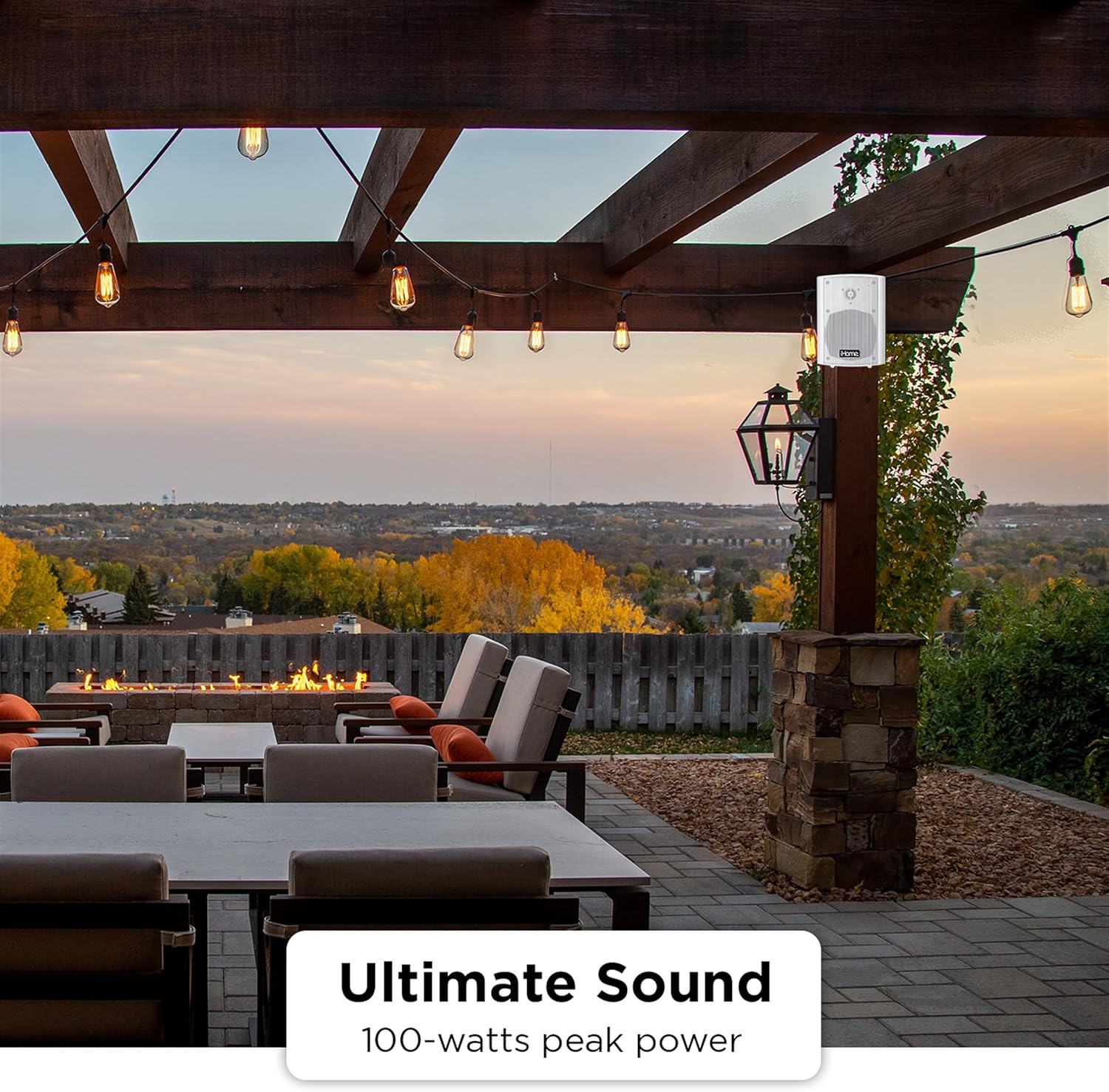 iHome Weatherproof Outdoor Bluetooth Speakers, 100 Watts, Pair, Patio/Deck Audio, White