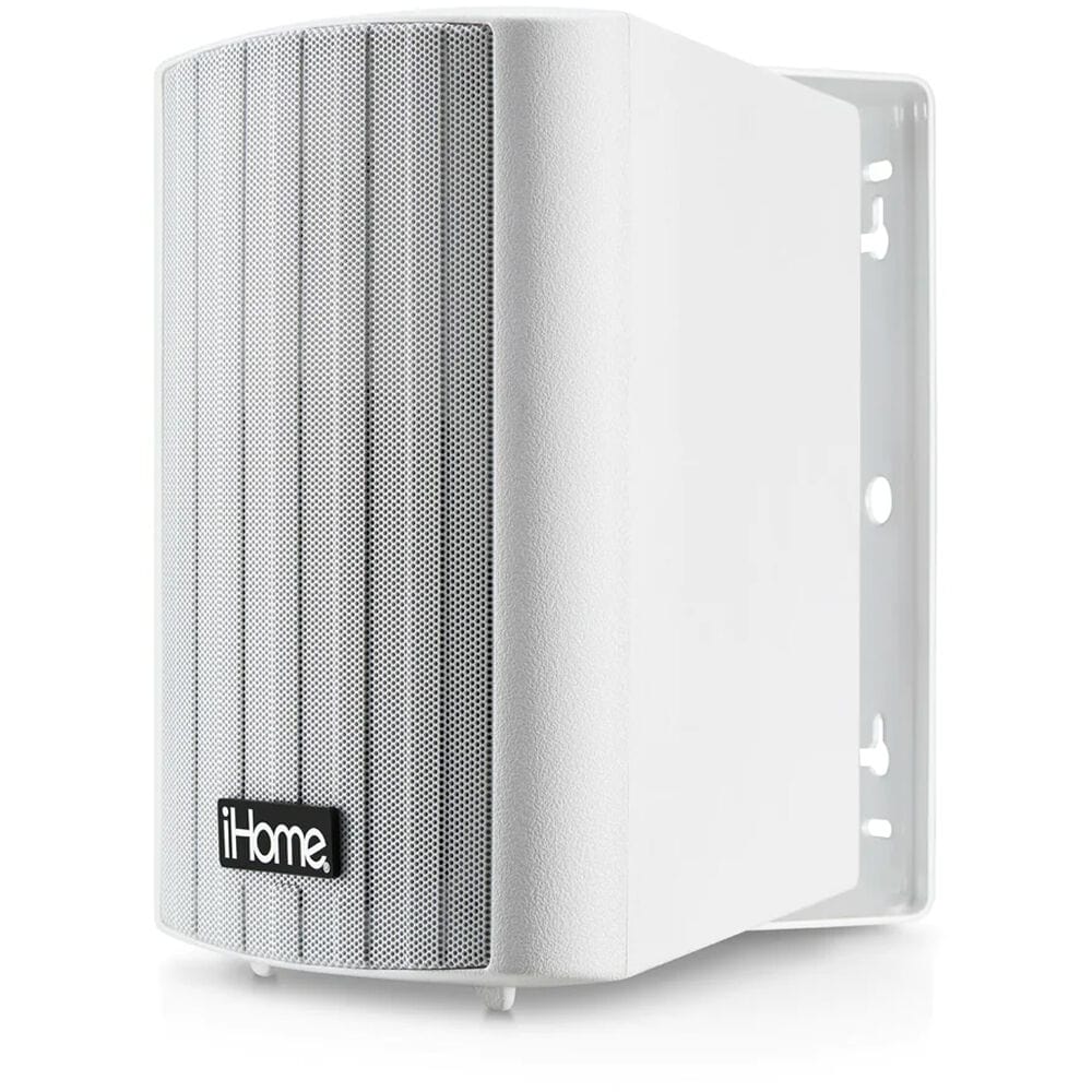 iHome Weatherproof Outdoor Bluetooth Speakers, 100 Watts, Pair, Patio/Deck Audio, White
