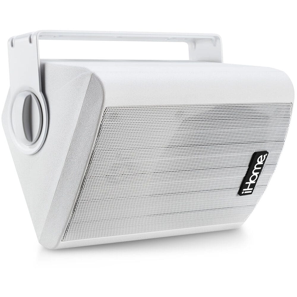 iHome Weatherproof Outdoor Bluetooth Speakers, 100 Watts, Pair, Patio/Deck Audio, White