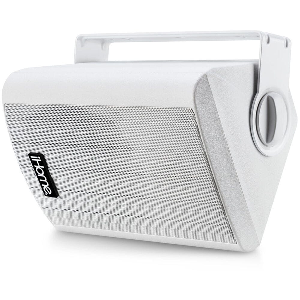 iHome Weatherproof Outdoor Bluetooth Speakers, 100 Watts, Pair, Patio/Deck Audio, White
