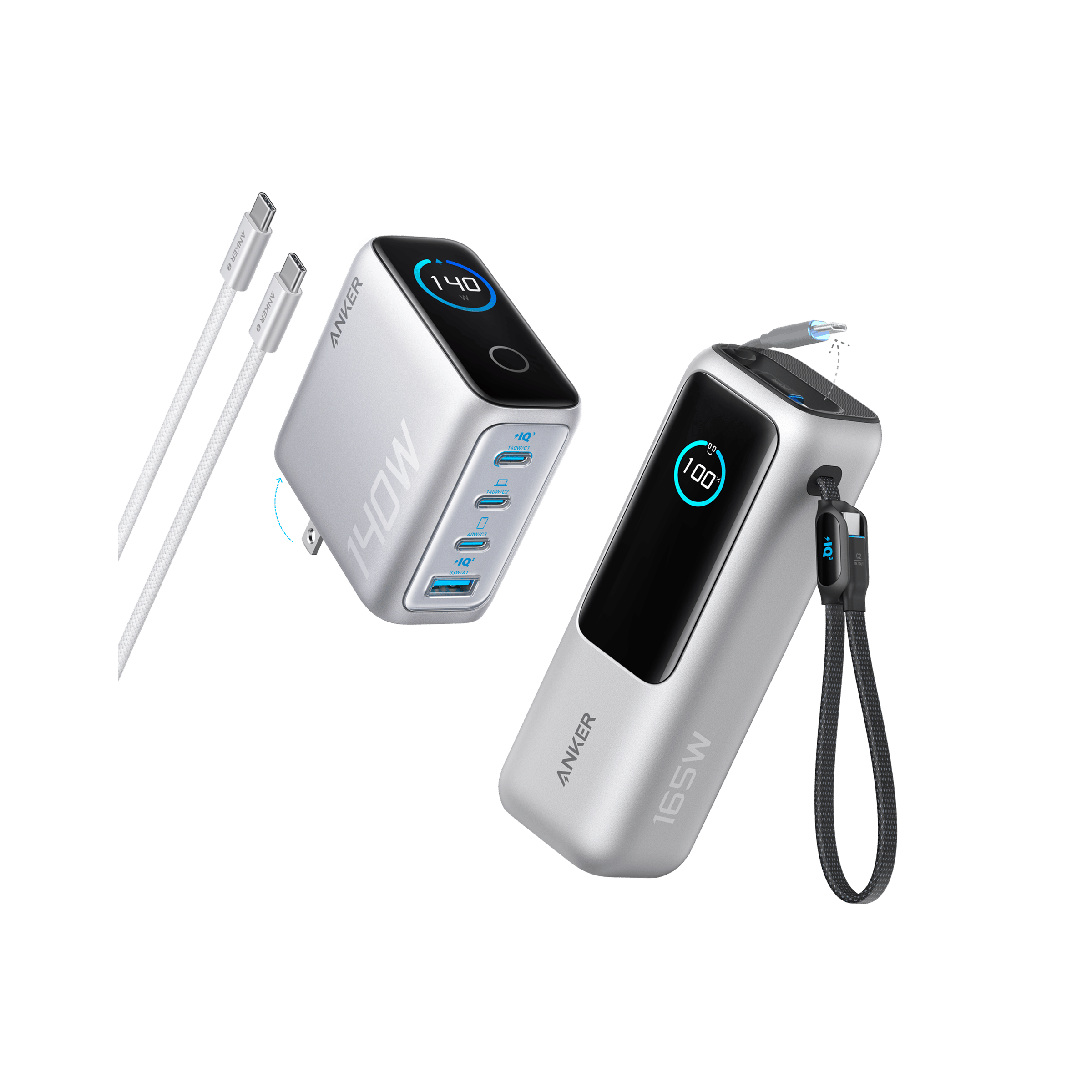 Anker Laptop Power Bank (25K, 165W, Built-In and Retractable Cables)