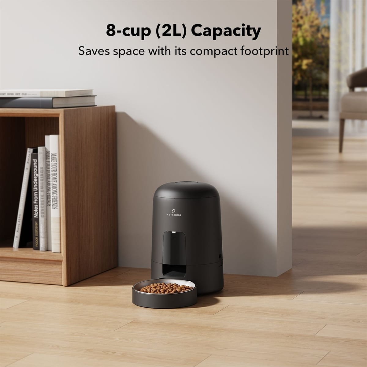 Petlibro Air Automatic Pet Feeder with Battery Powered, Black - Certified Refurbished