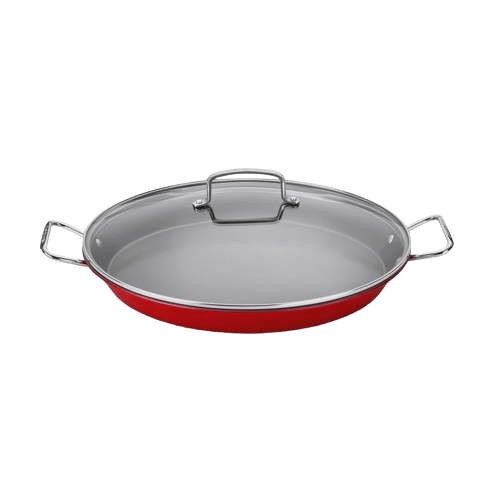 Cuisinart 15″ Paella Pan with Glass Lid, Red