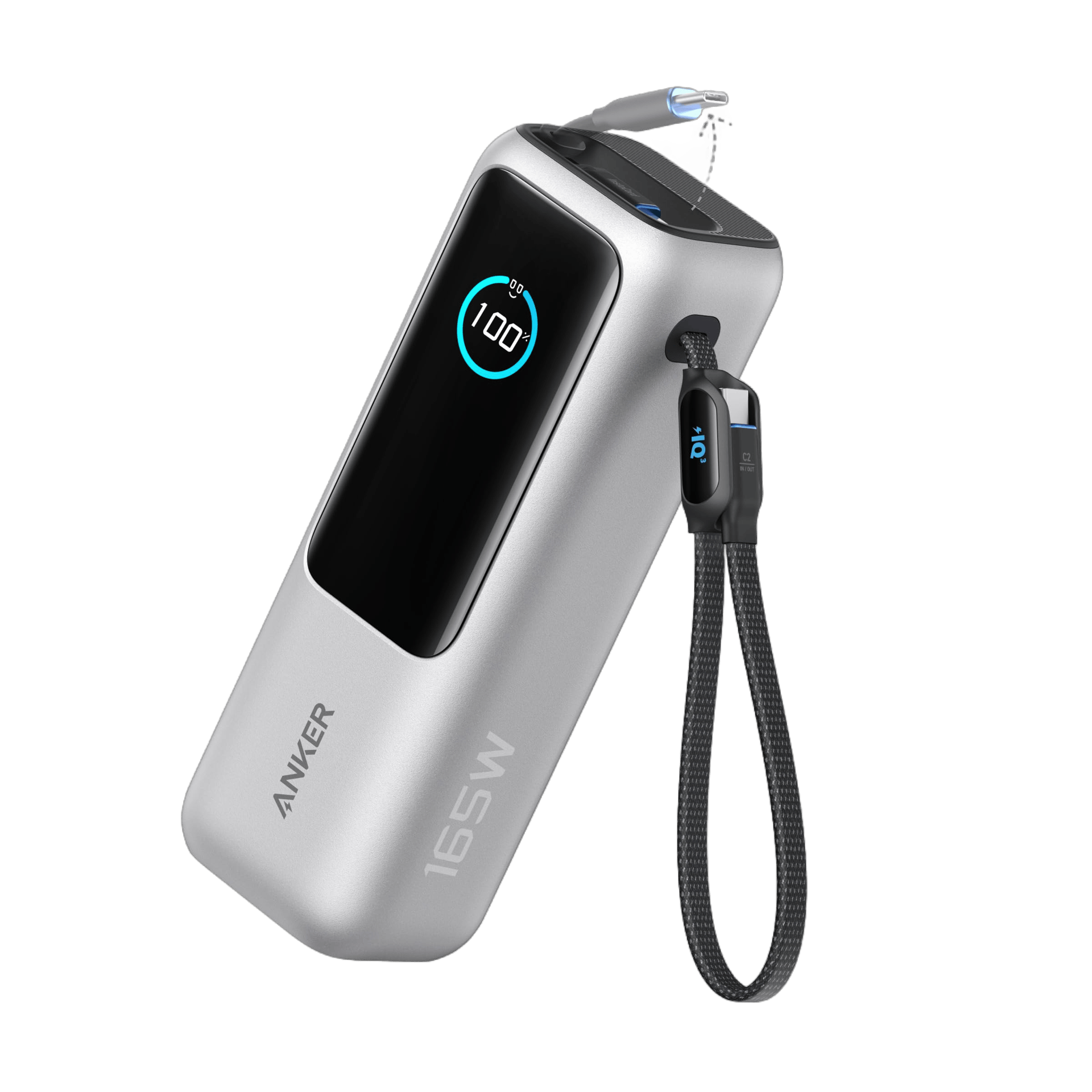 Anker Laptop Power Bank (25K, 165W, Built-In and Retractable Cables)