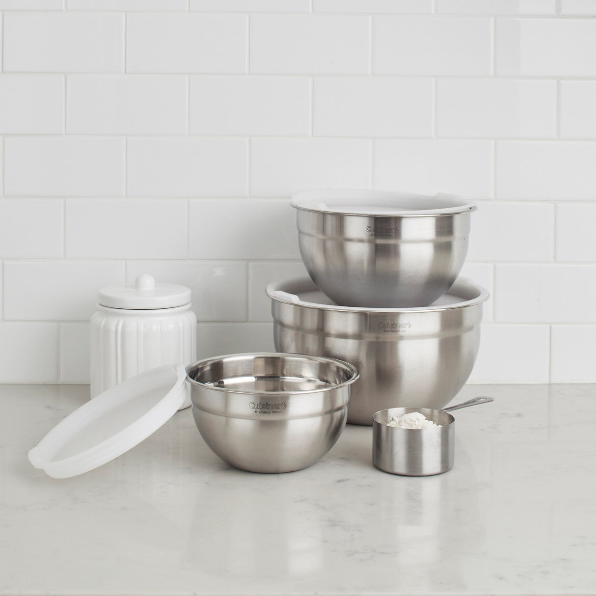Cuisinart Stainless Steel Mixing Bowls with Lids, Silver