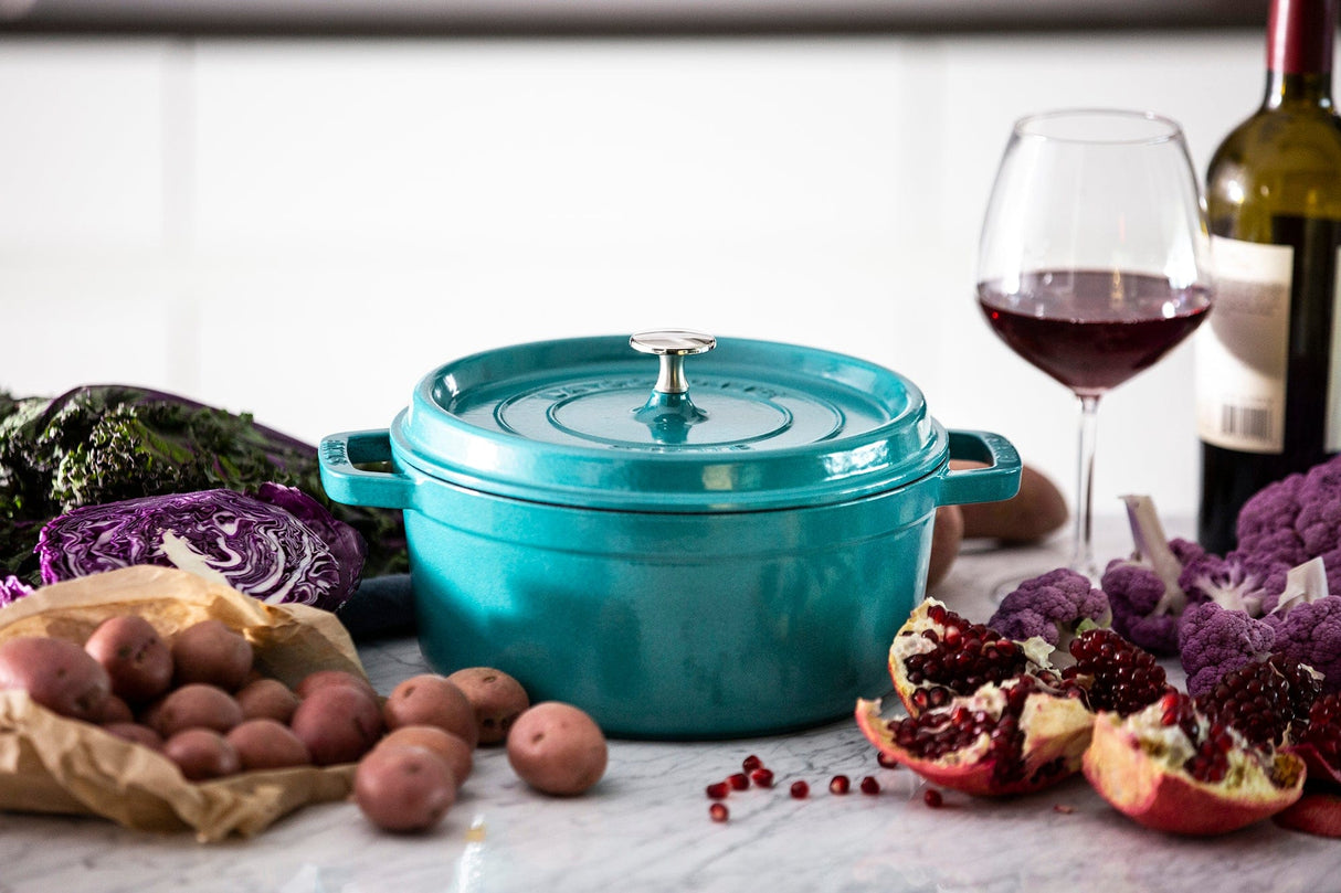 Staub Cast Iron 4-qt Round Cocotte, Dutch Oven - Turquoise