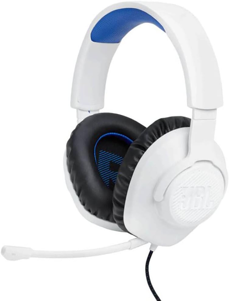 JBL Quantum 100 PS Headphone, White & Blue - Certified Refurbished