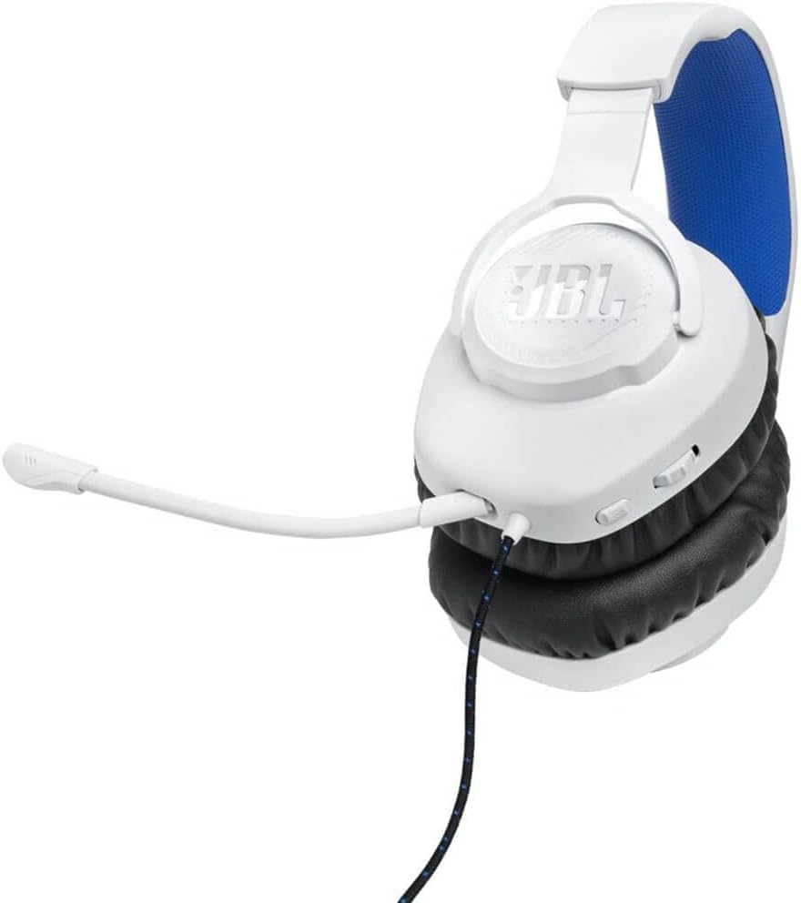 JBL Quantum 100 PS Headphone, White & Blue - Certified Refurbished