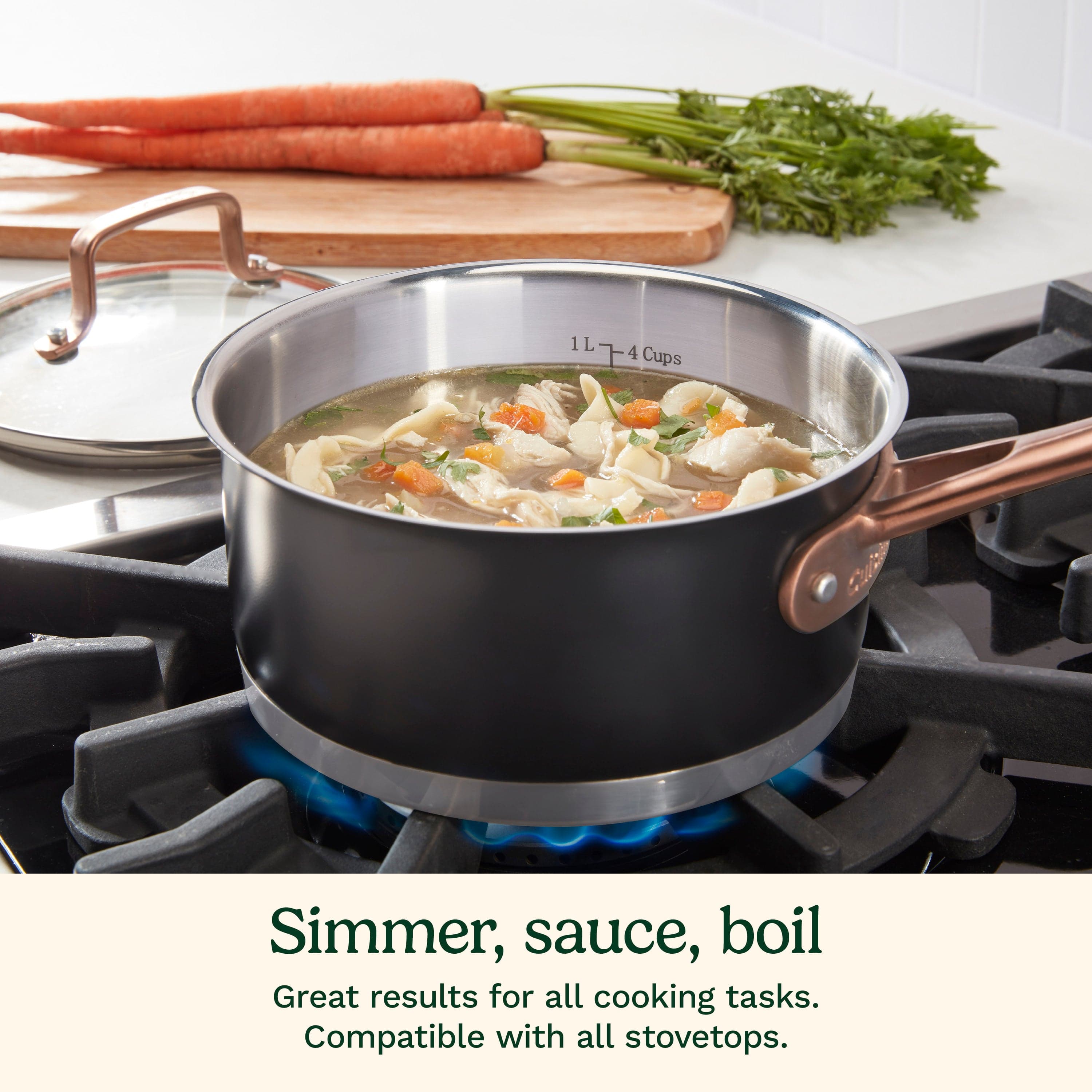 Cuisinart Matte Black Elegance 1.5qt Saucepan with Cover, Black