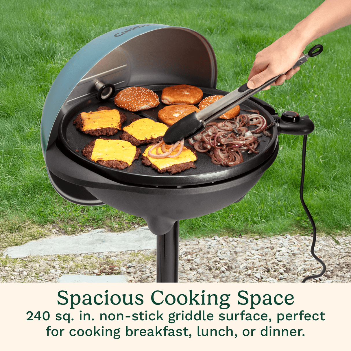 Cuisinart Portable 2-in-1 Indoor/Outdoor Electric Griddle, Blue