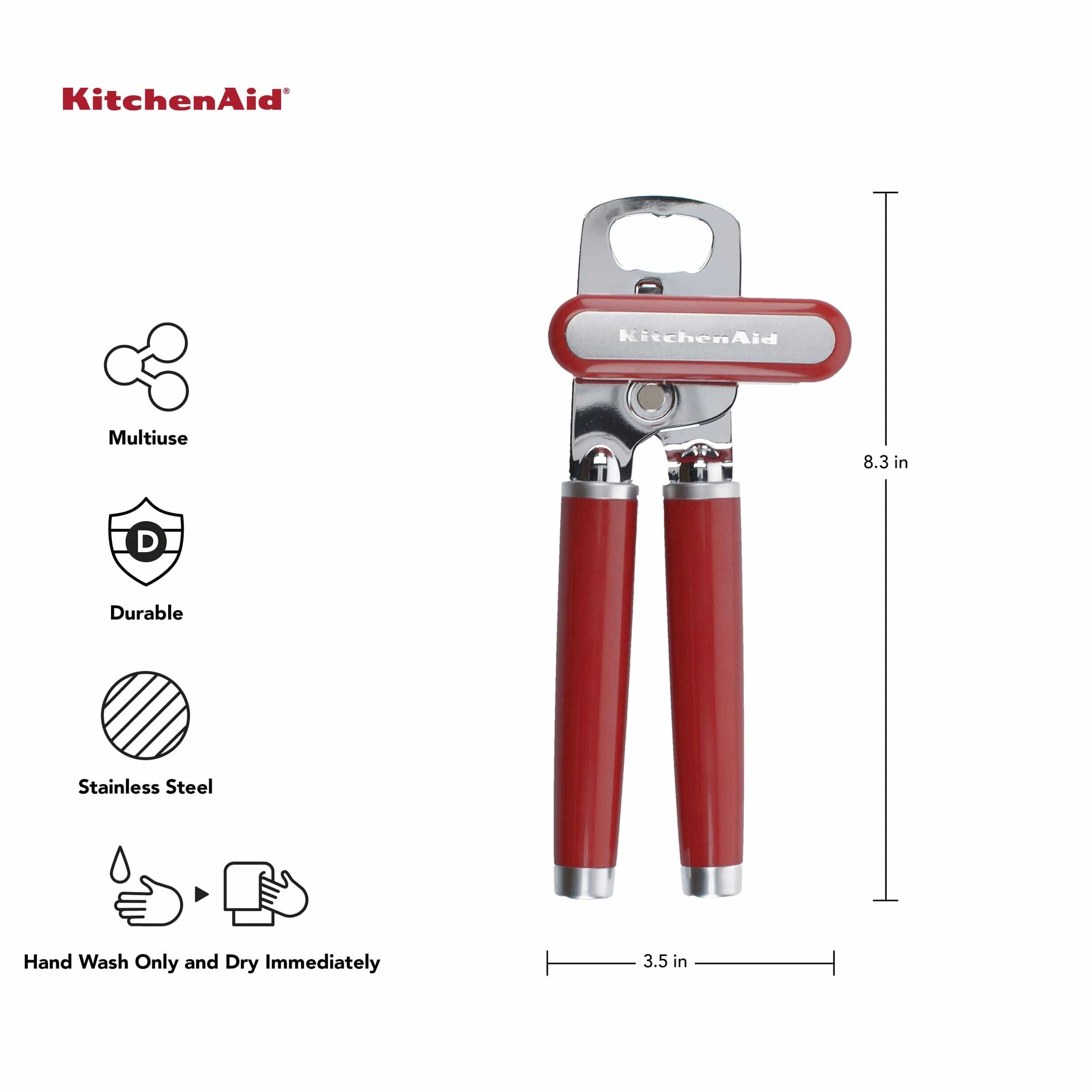 KitchenAid Classic Multifunction Can Opener / Bottle Opener, 8.34-Inch, Empire Red
