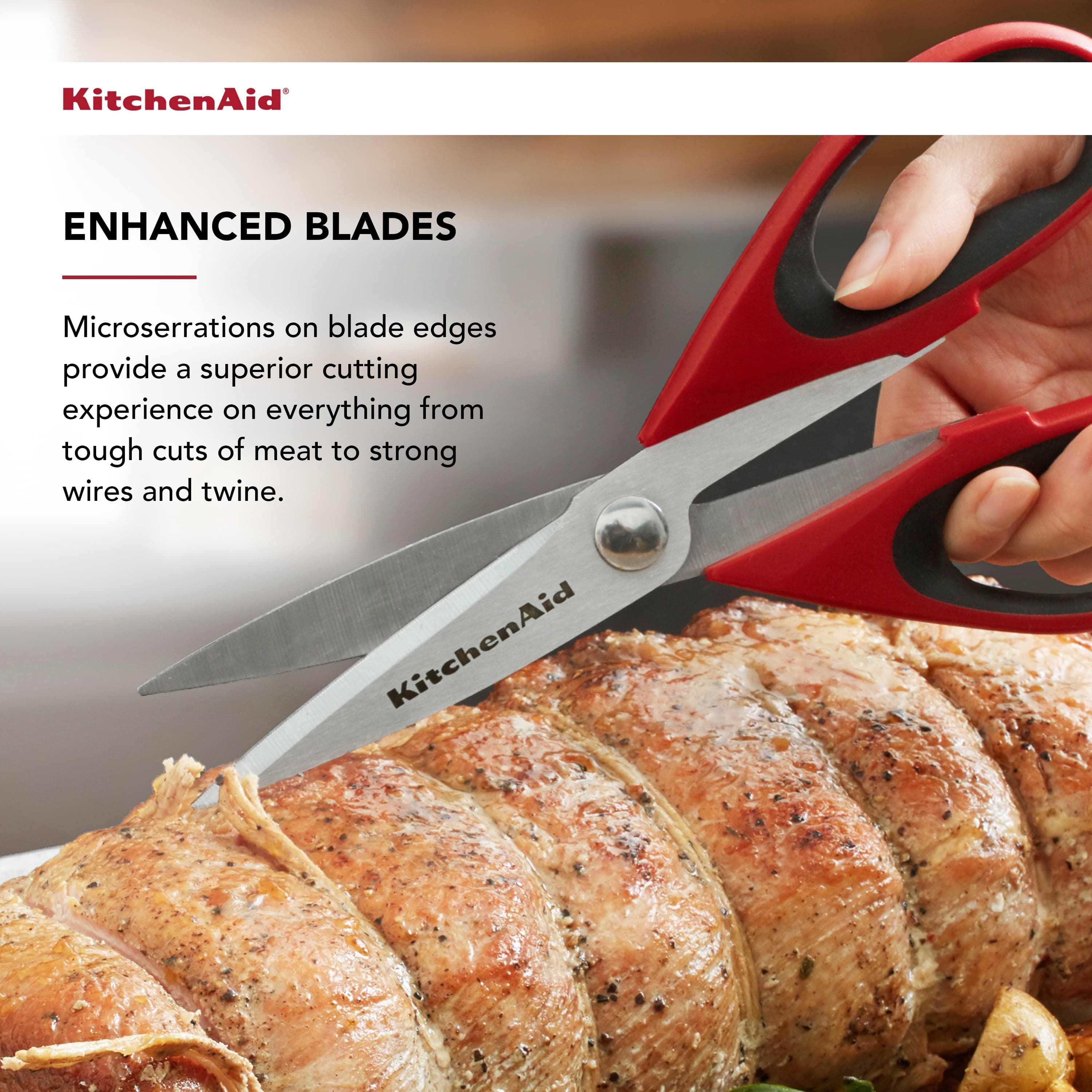 KitchenAid All Purpose Kitchen Shears with Protective Sheath for Everyday use, Dishwasher Safe Stainless Steel Scissors with Comfort Grip, 8.72-Inch, Red