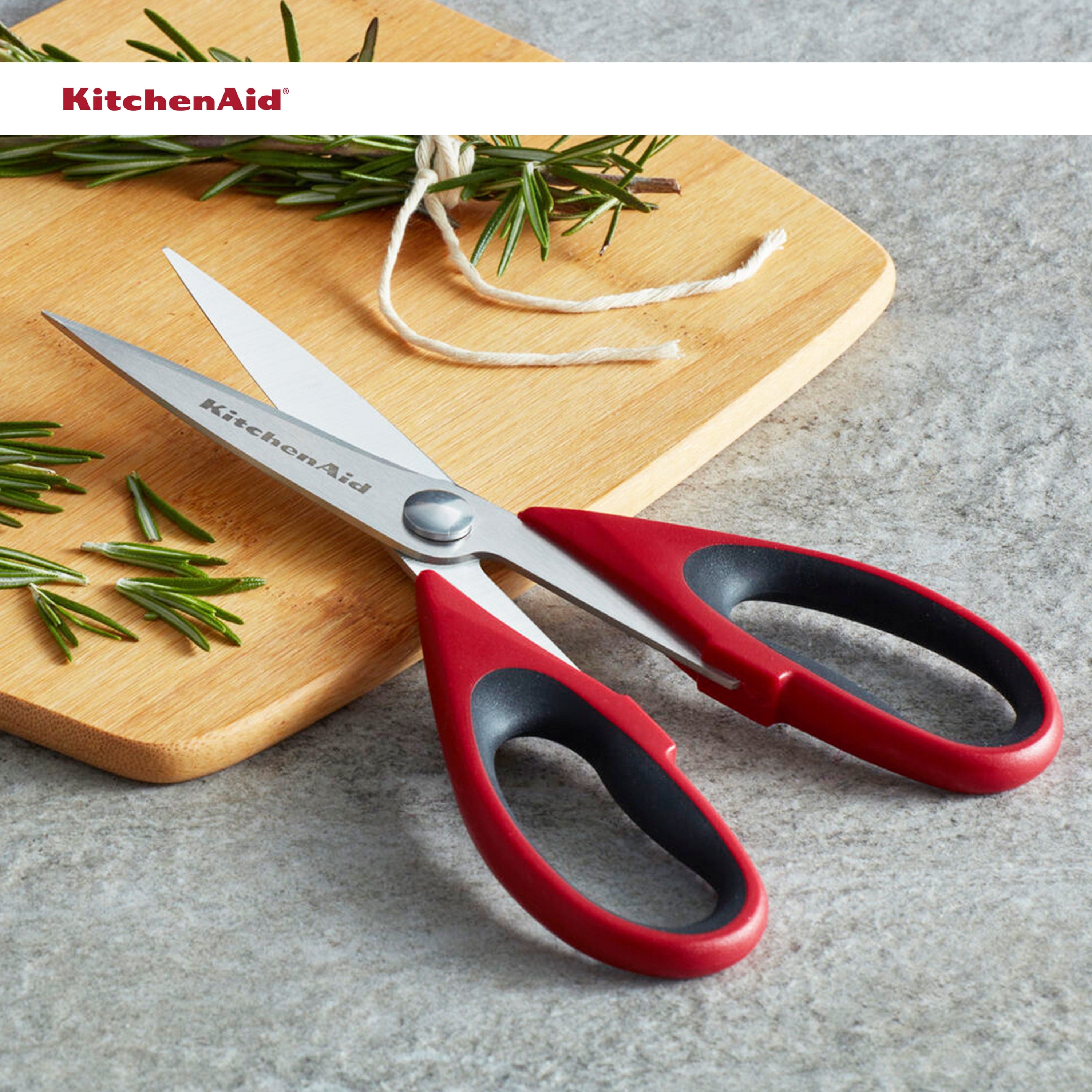 KitchenAid All Purpose Kitchen Shears with Protective Sheath for Everyday use, Dishwasher Safe Stainless Steel Scissors with Comfort Grip, 8.72-Inch, Red