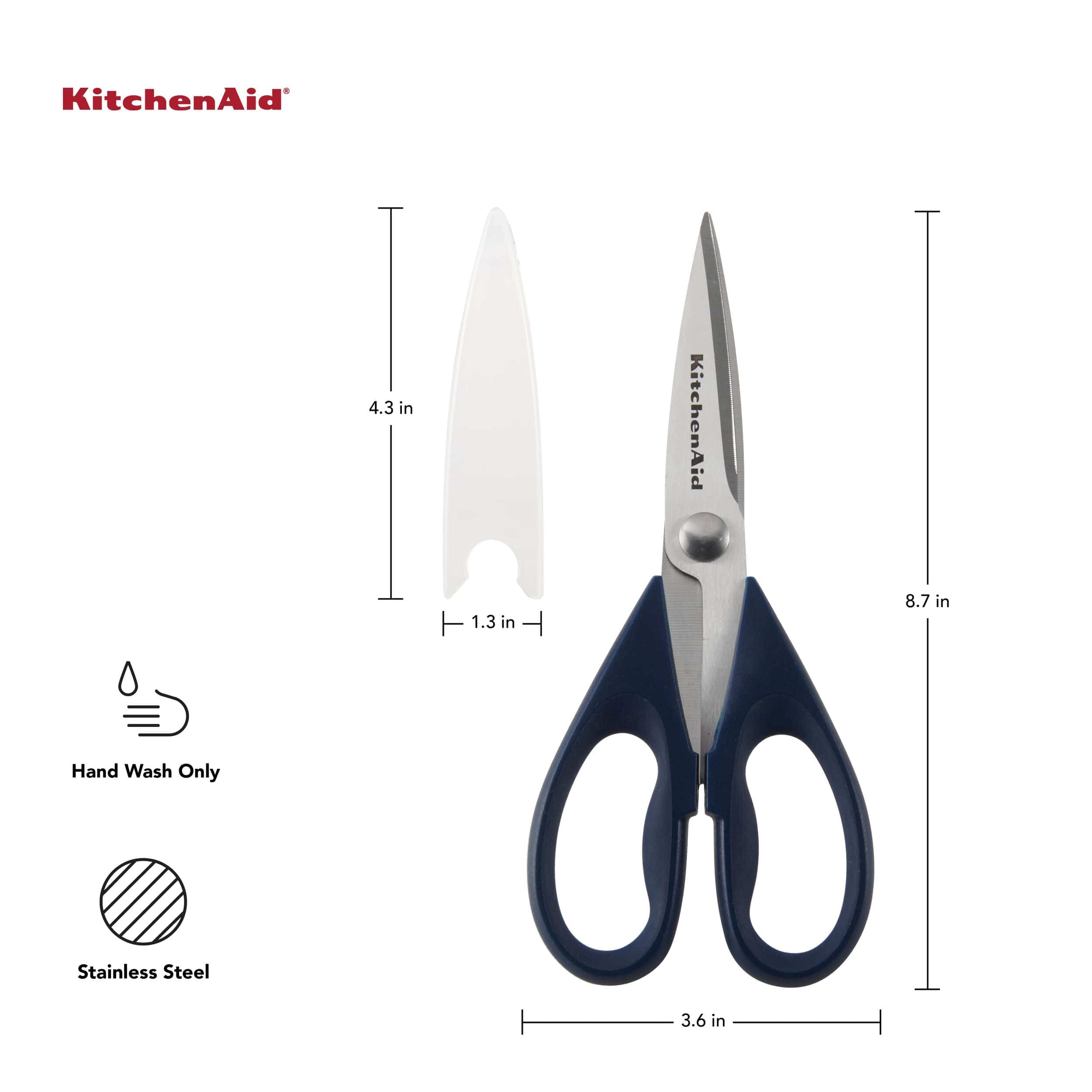 KitchenAid All Purpose Stainless Steel Kitchen Shears, Protective Sheath for Everyday Use, Dishwasher Safe