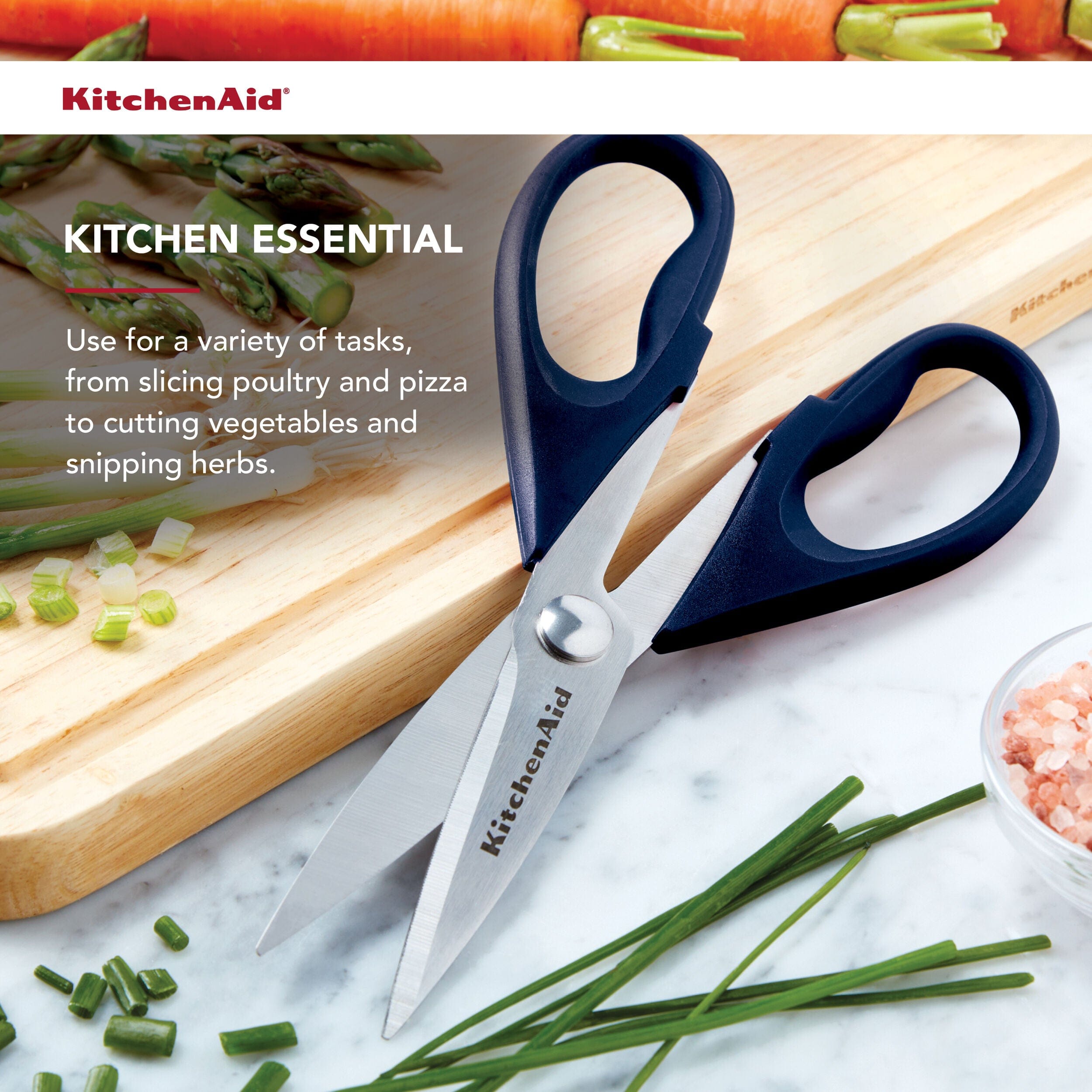 KitchenAid All Purpose Stainless Steel Kitchen Shears, Protective Sheath for Everyday Use, Dishwasher Safe