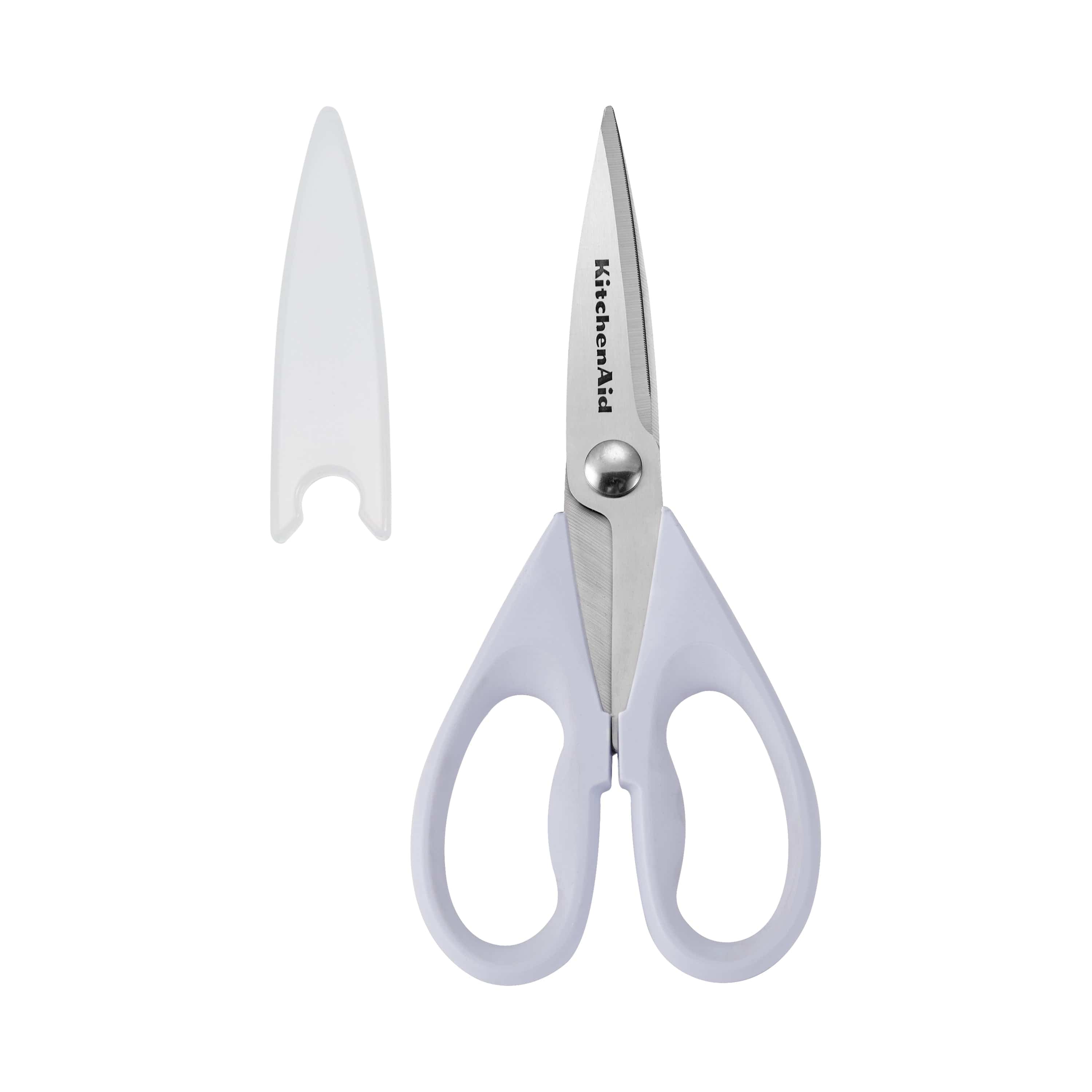 KitchenAid All Purpose Kitchen Shears, Protective Sheath, Dishwasher Safe Stainless Steel Scissors, 8.72-Inch, Lavendar Cream